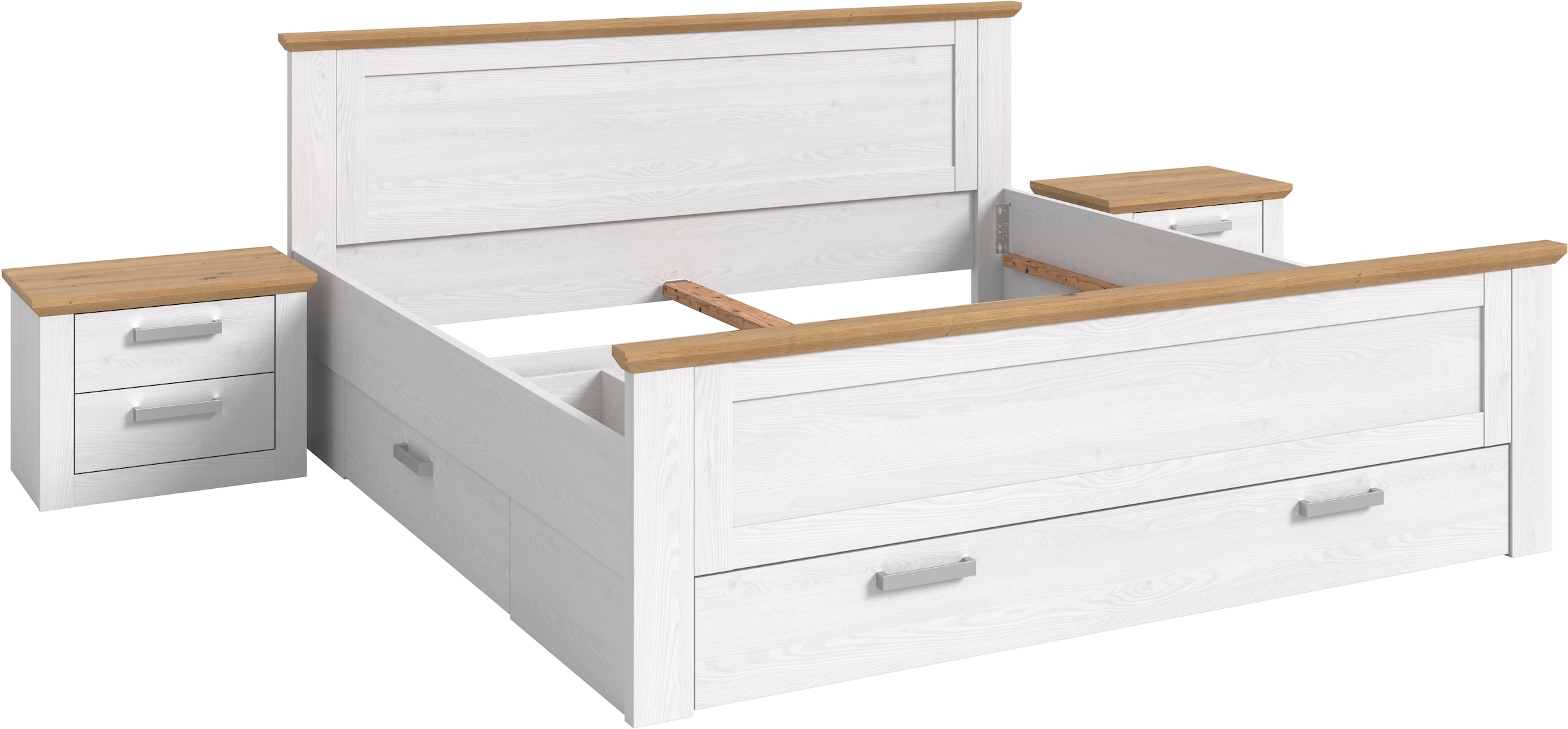 Home affaire Schlafzimmer-Set »COSENZA, TOPSELLER!, 3-teilig, Stauraumbett & 2x Nachttisch« Matratzengröße 180x200 cm, viel Stauraum, ohne Lattenrost & Matratze, 3 tlg. tlg. Schlafzimmer, Schlafen, Set, Kombination, Bettanlage