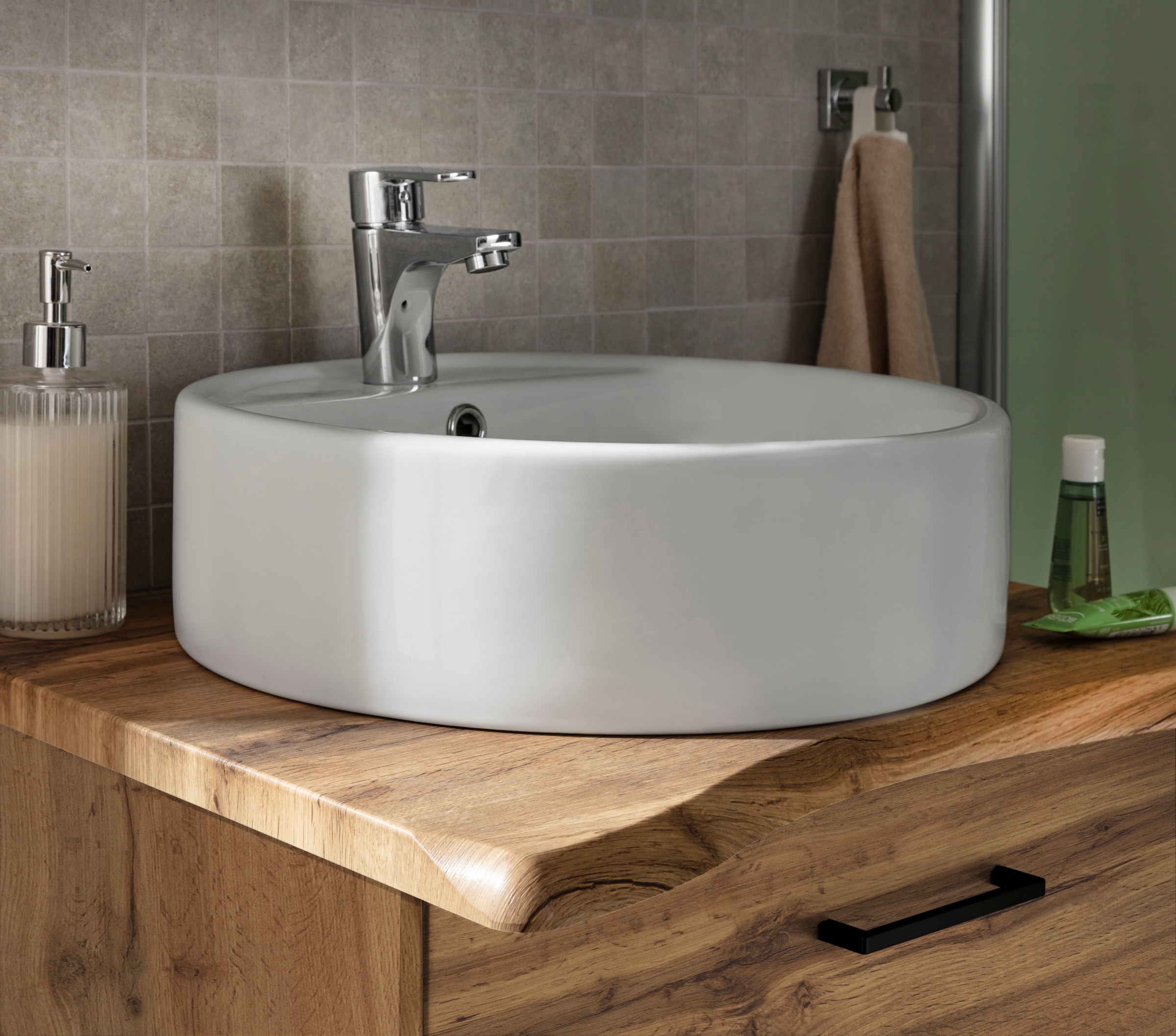 welltime Waschtisch »Trento in verschiedenen Ausführungen inkl. Waschbecken« Badmöbel in Breite 60 cm, Badschrank Waschplatz mit 2 Schubladen