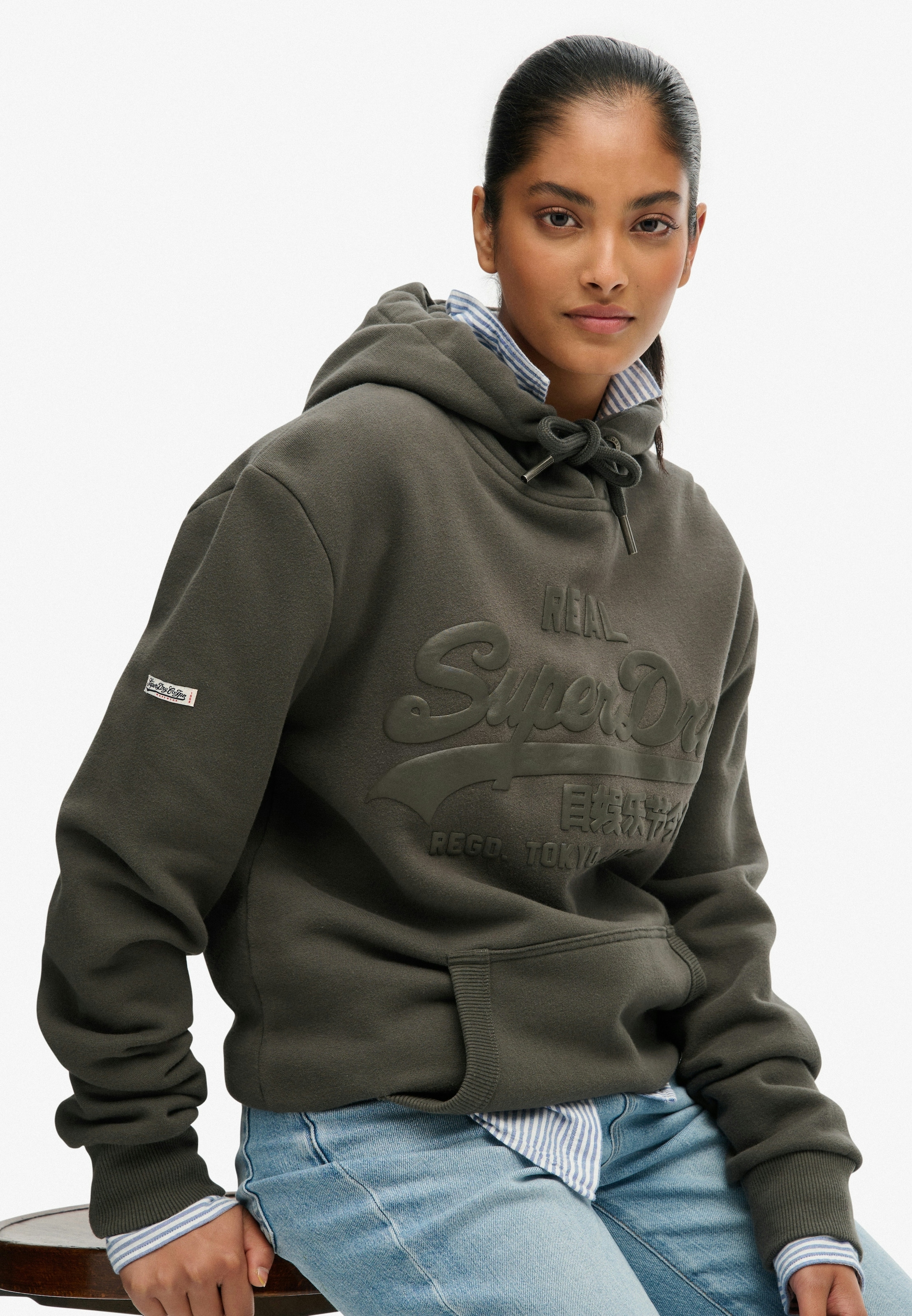 Superdry Kapuzensweatshirt »VL TONAL HOOD«, Baumwollmischung, angeraute Sweatware
