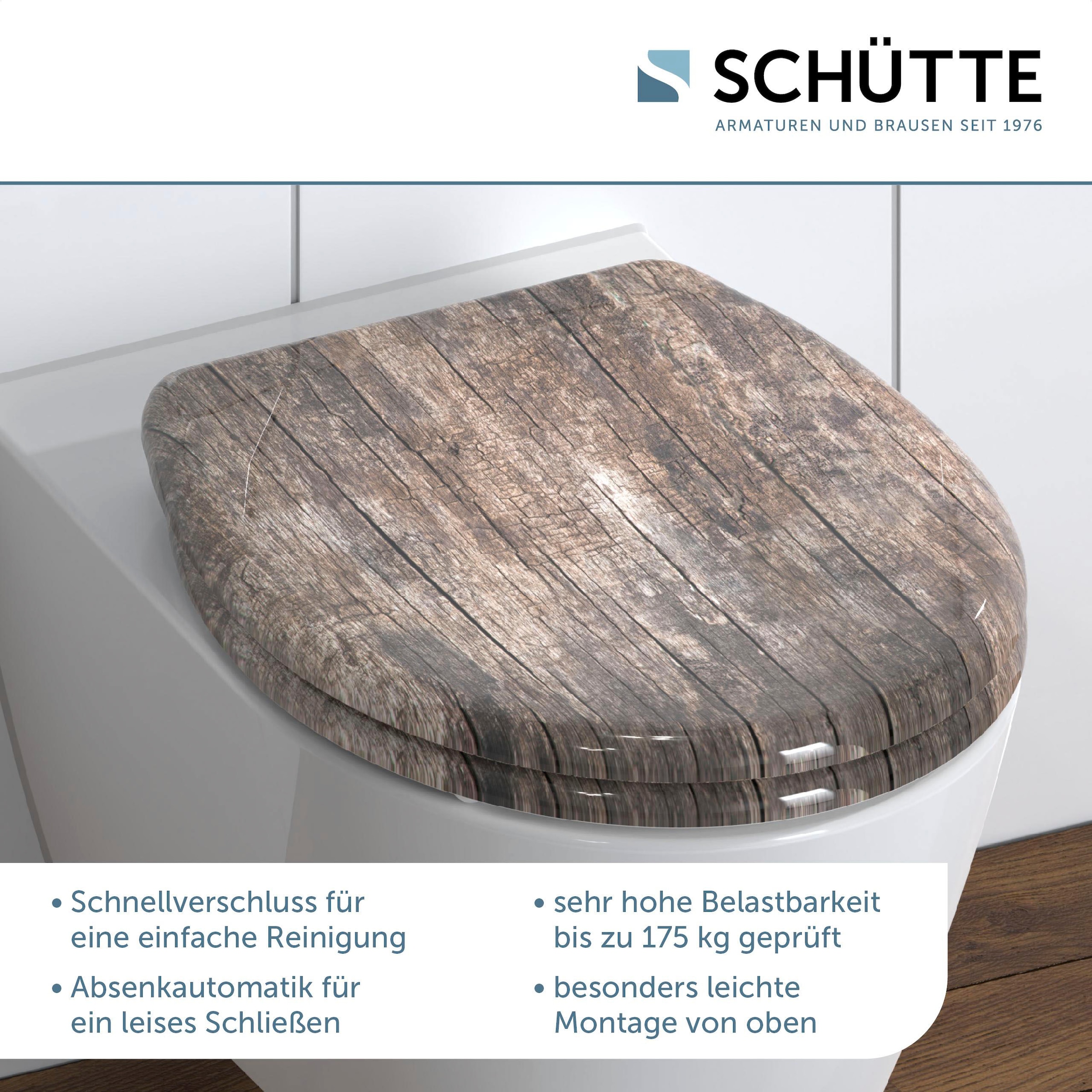 Schütte WC-Sitz »Old Wood«, Duroplast, mit Absenkautomatik und Schnellverschluss