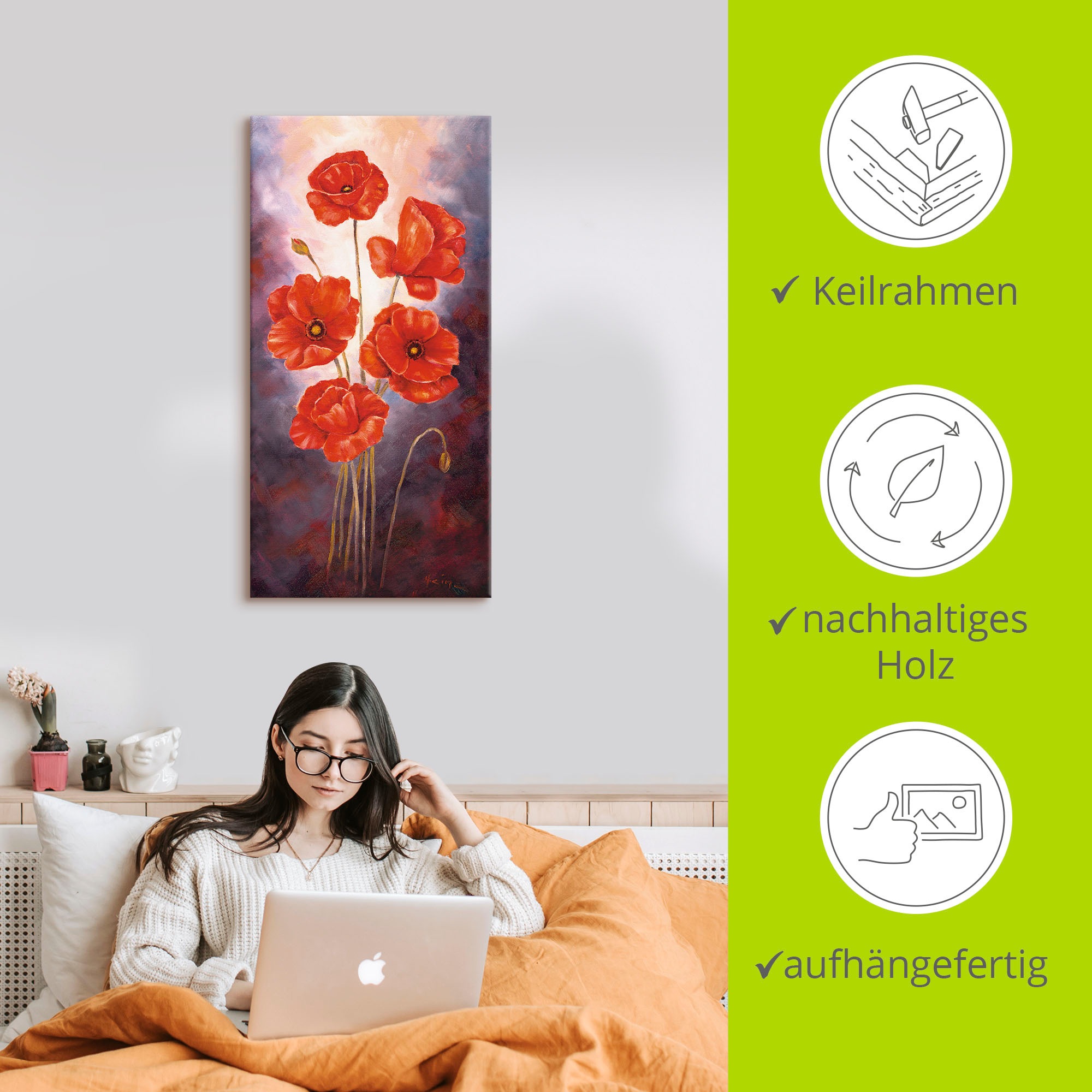 Artland Wandbild »Mohn V«, Blumen, (1 St.), als Leinwandbild, Poster in verschied. Größen