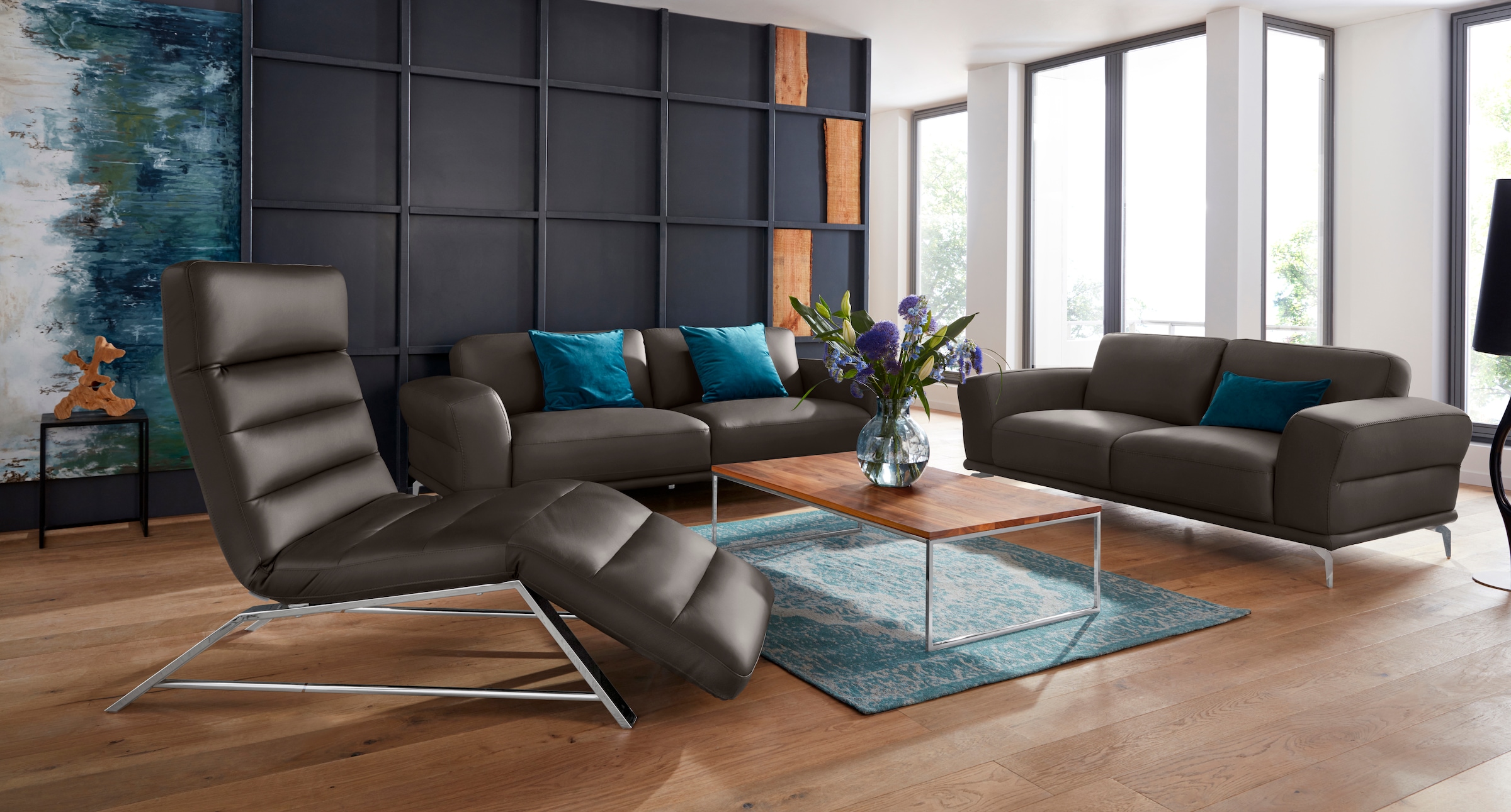 W.SCHILLIG 2,5-Sitzer »montanaa«, mit Metallfüßen in Chrom glänzend, Breite 232 cm