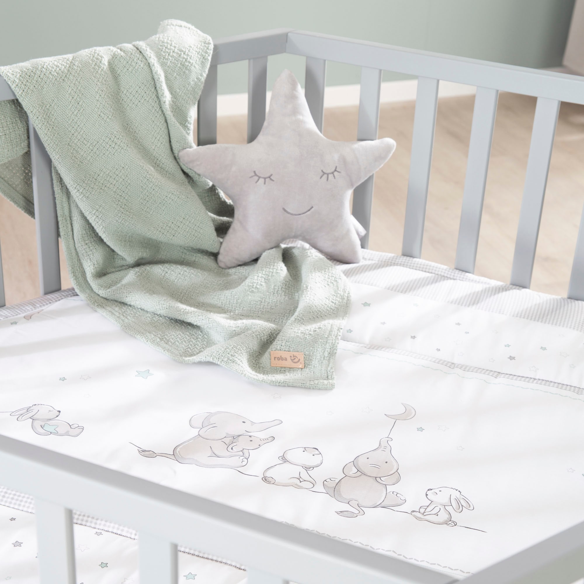 roba® Laufgitter »Sternenzauber, taupe, 6-eckig«, bis 15 kg, mit Stoffeinlage