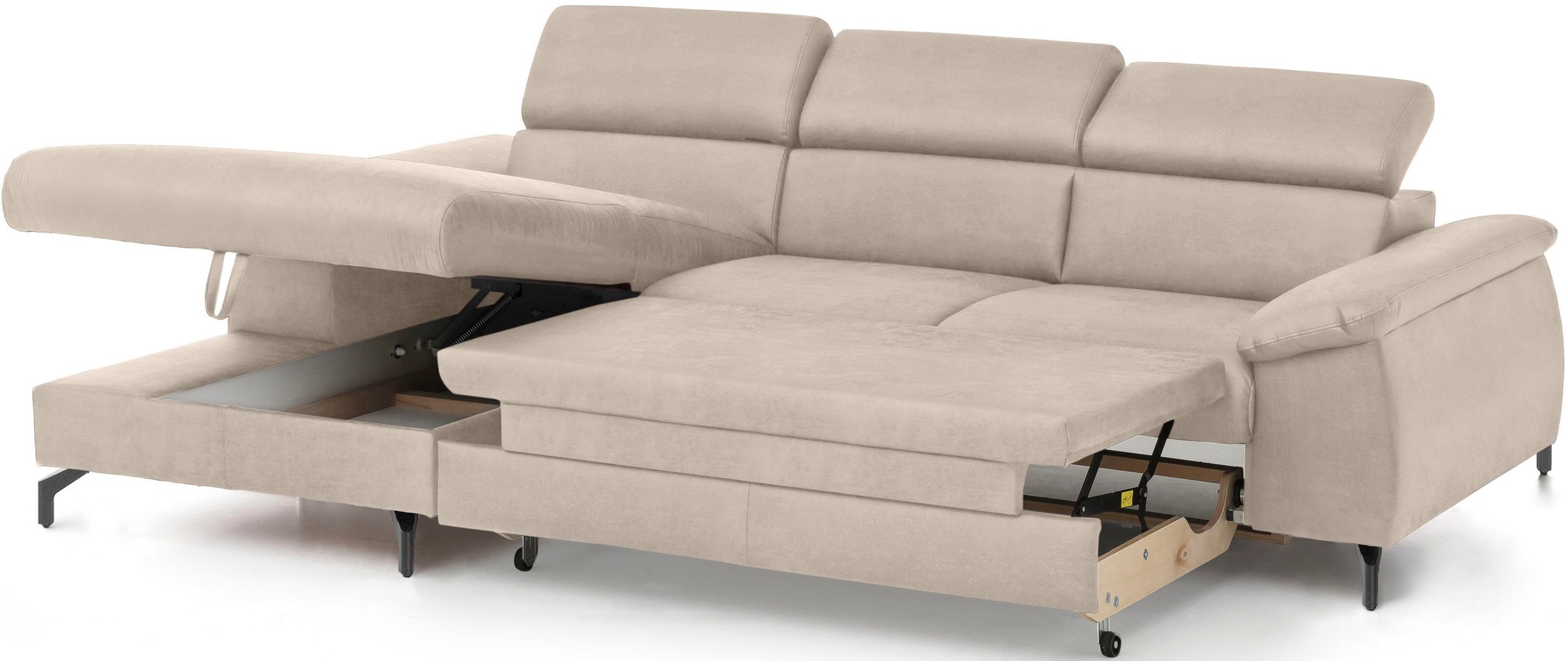COTTA Polstergarnitur »Komaris L-Form«, (Set), Set bestehend aus: Ecksofa mit Kopfteilverstellung & Hocker