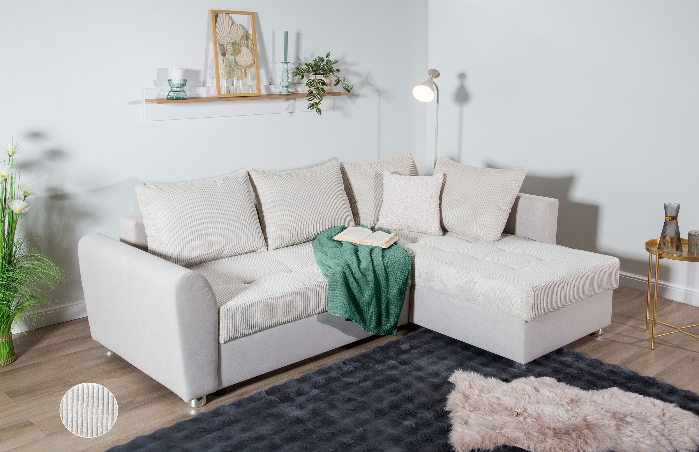 COLLECTION AB Ecksofa »Jana L-Form«, inkl. Bettfunktion,Bettkasten und Bonnelfederkern
