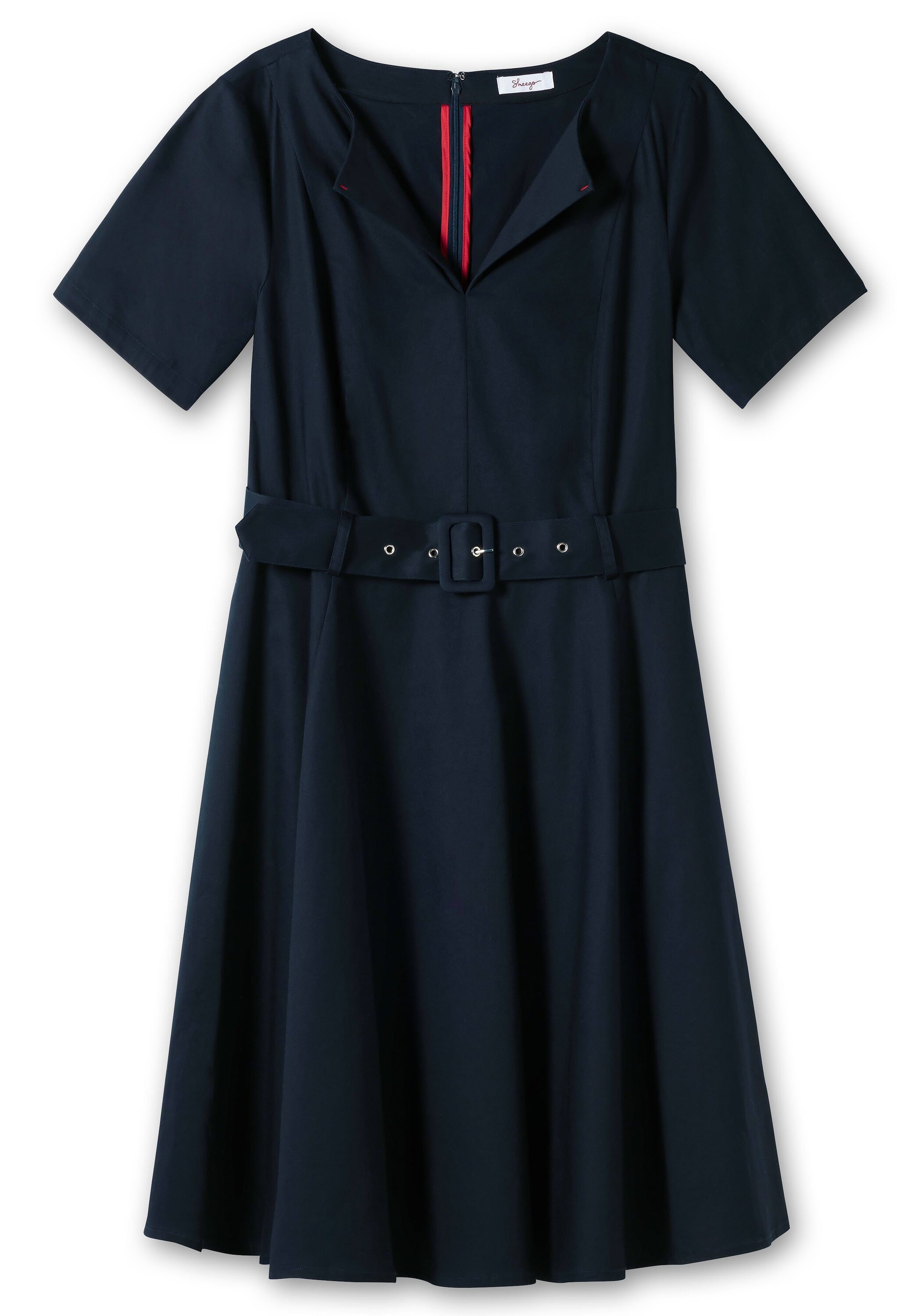 Sheego Cocktailkleid »Kleid mit Gürtel und Reverskragen«