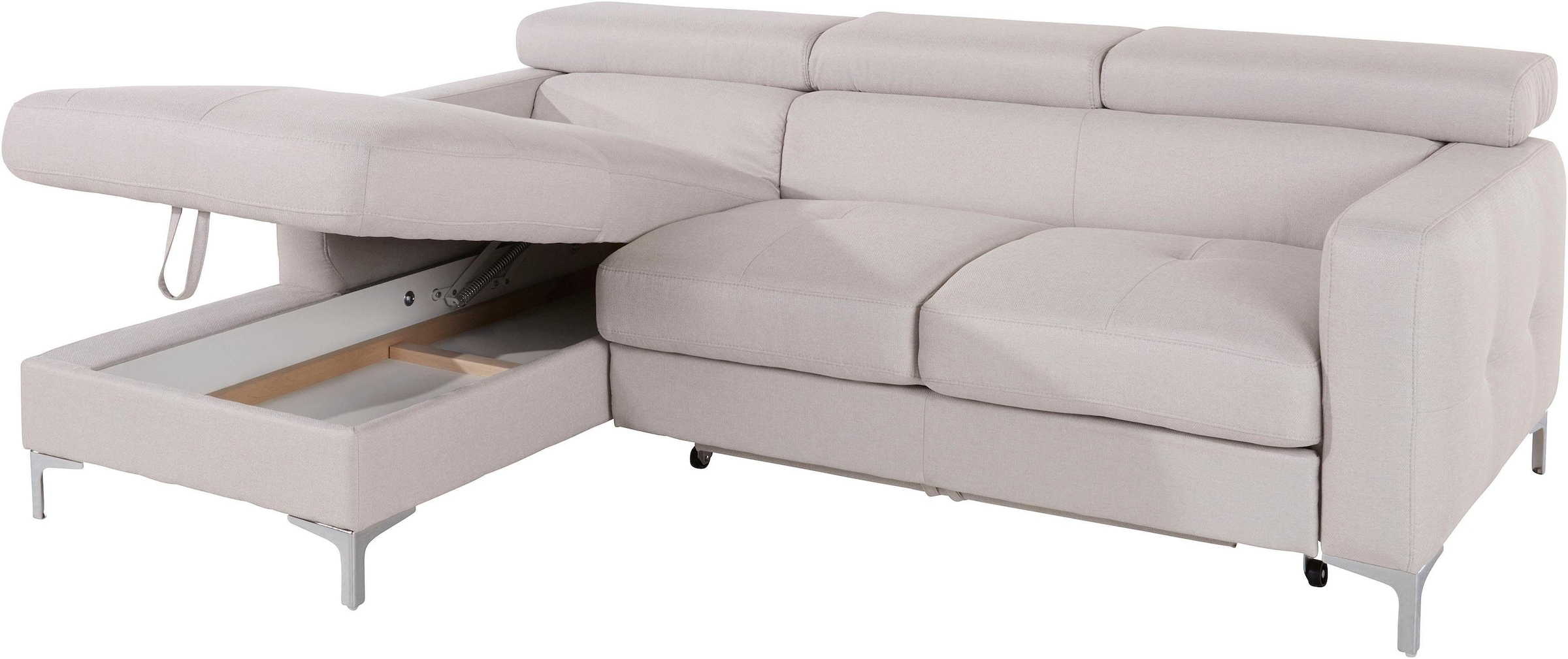COTTA Polstergarnitur »Sammy L-Form«, (Set), Set bestehend aus: Ecksofa mit Kopfteilverstellung & Hocker