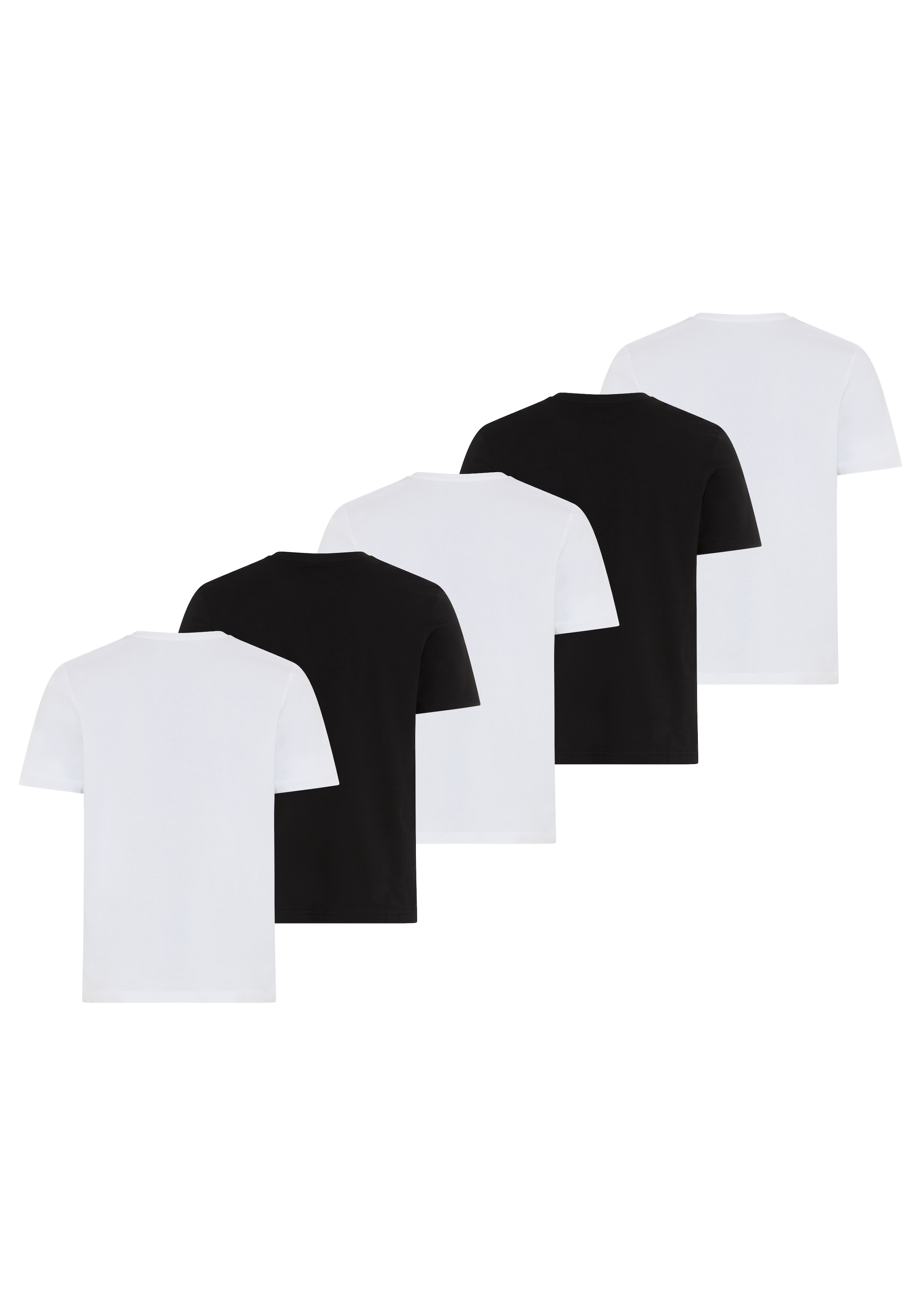 Man's World Rundhalsshirt 5er-Pack,  Kurzarm,  Regular Fit,  unifarben,  Rundhals,  aus Baumwolle
