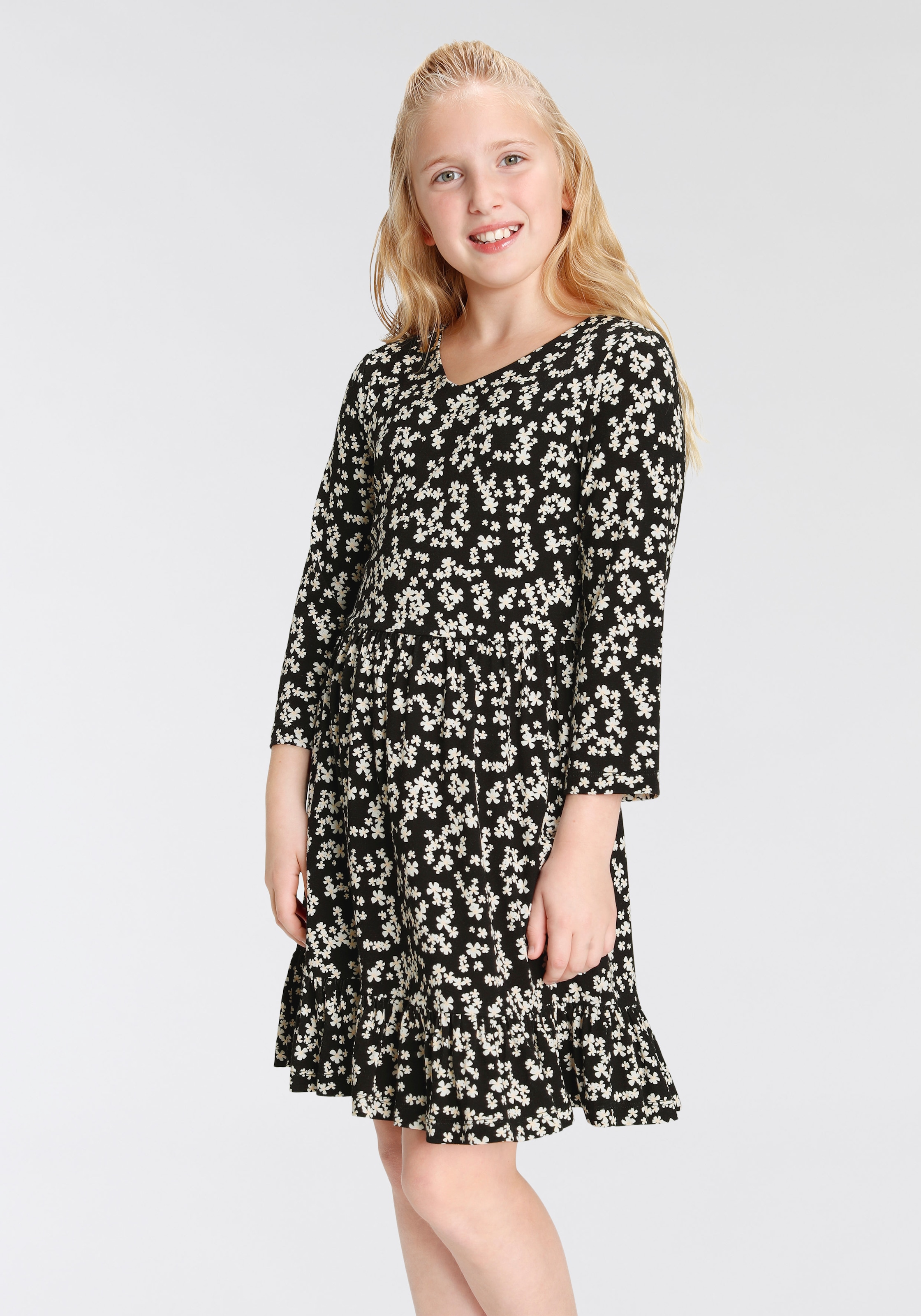 KIDSWORLD Jerseykleid, mit Blumen bedruckt auf Rechnung kaufen | Jerseykleider