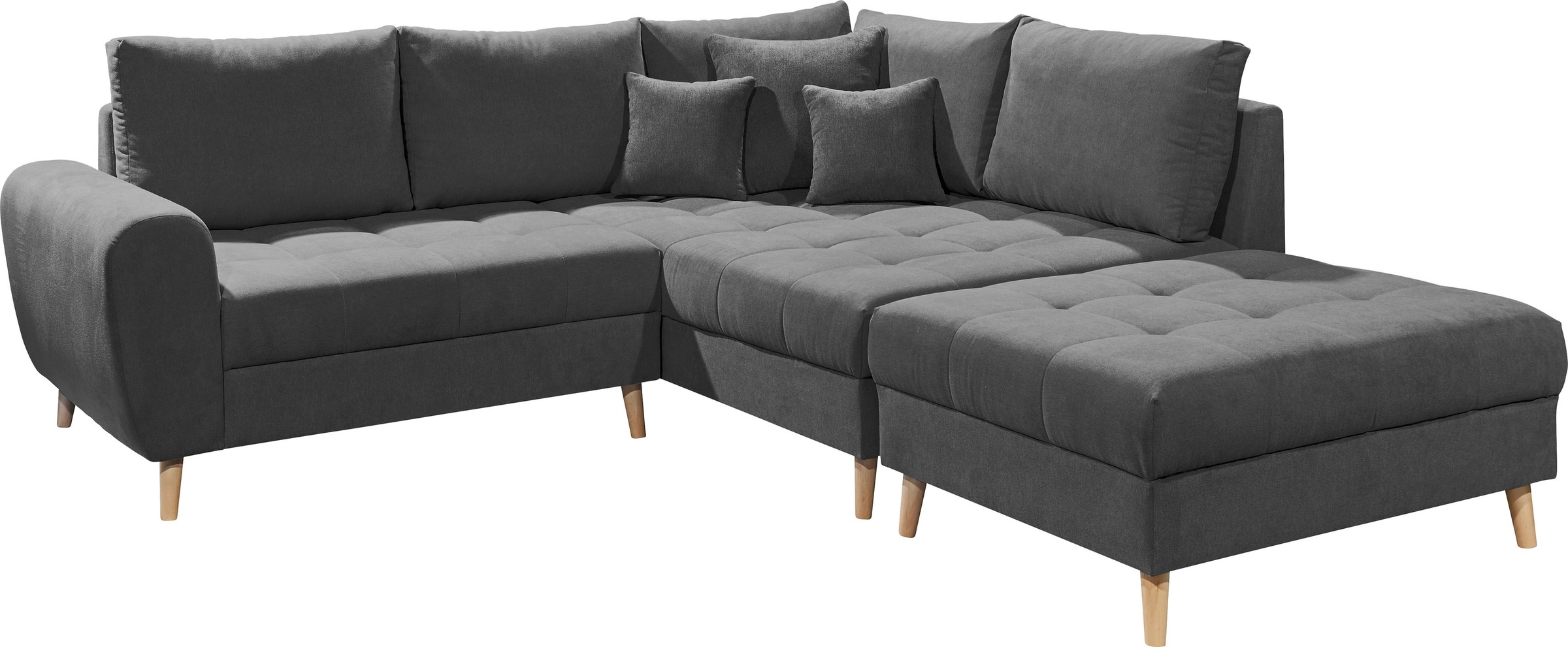 ED EXCITING DESIGN Ecksofa »Alice L-Form«, (Set), mit Hocker & 3 Zierkissen