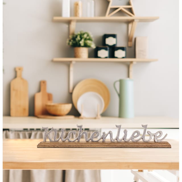 my home Deko-Schriftzug »Küchenliebe«, aus Metall, auf Holz