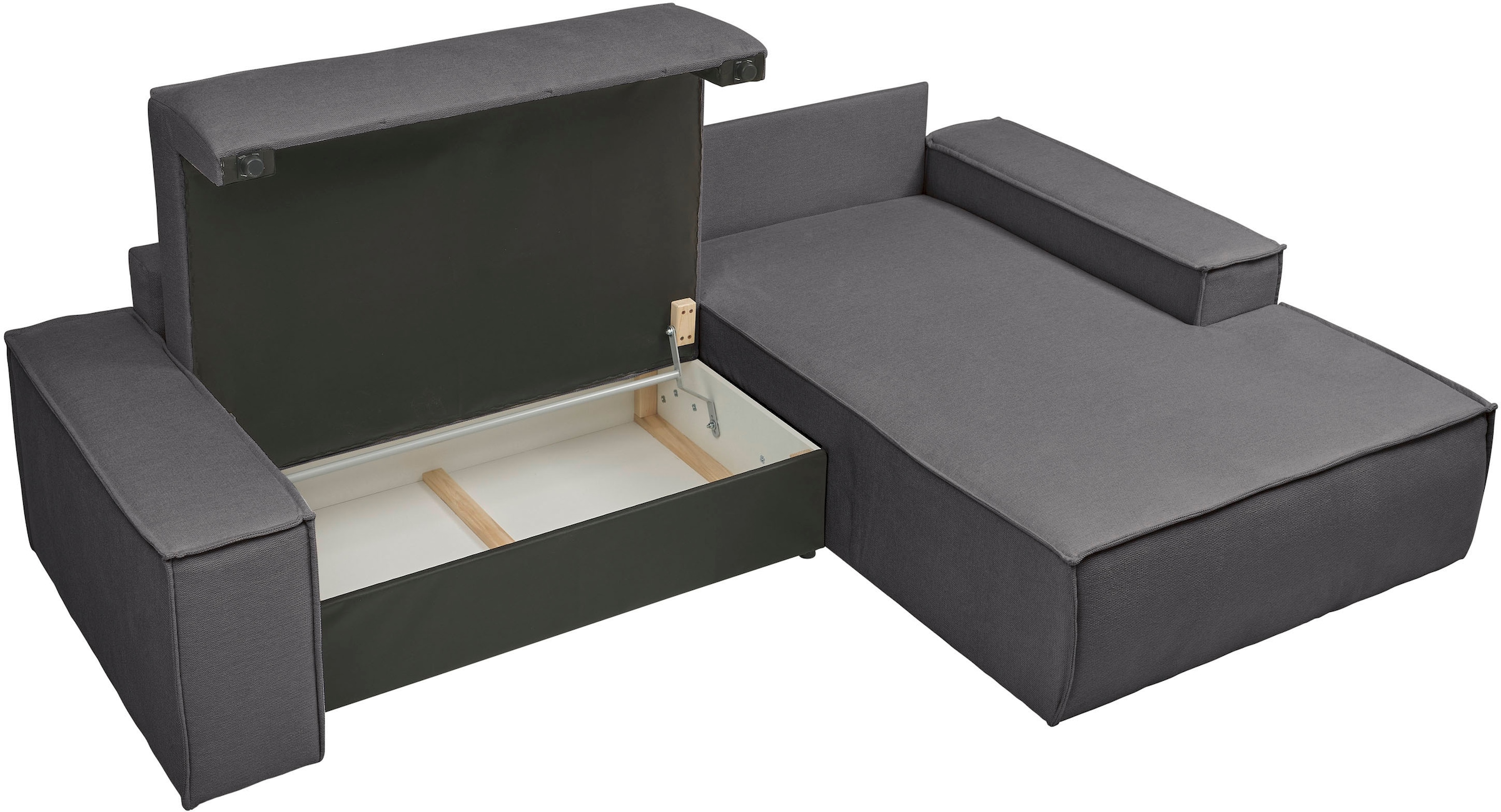 andas Ecksofa »Finnley Schlafsofa 267 cm in Bouclé, Struktur fein u. Cord, L-Form,«, Schlaffunktion m. Bettkasten (136/210 cm), Bouclé, Struktur und Cord