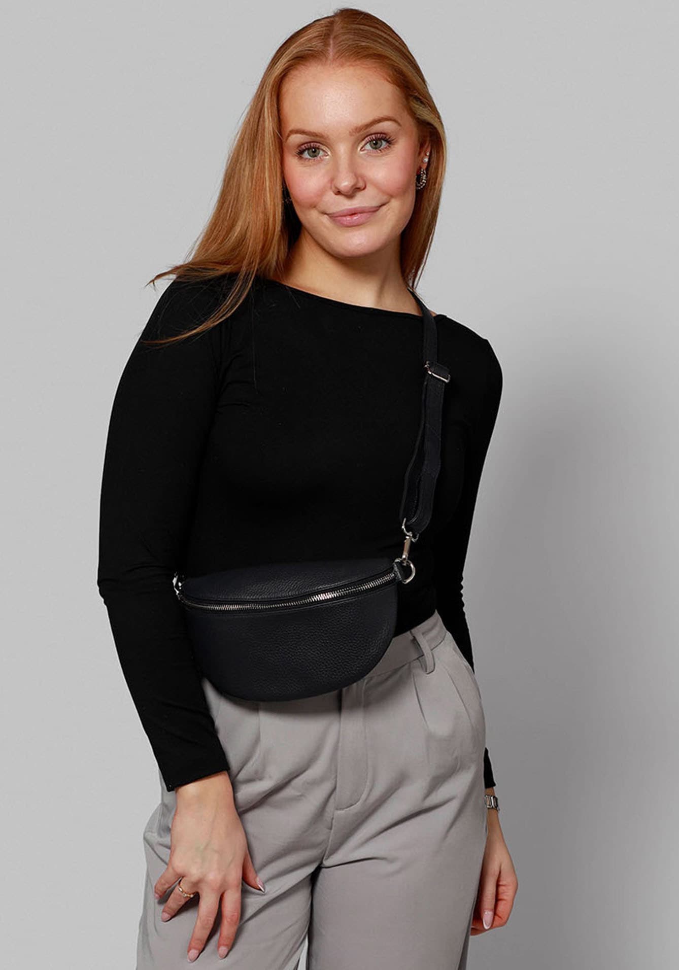 Zwillingsherz Umhängetasche »Crossbody Bag Leder«, Umhängetasche mit Reißverschluss