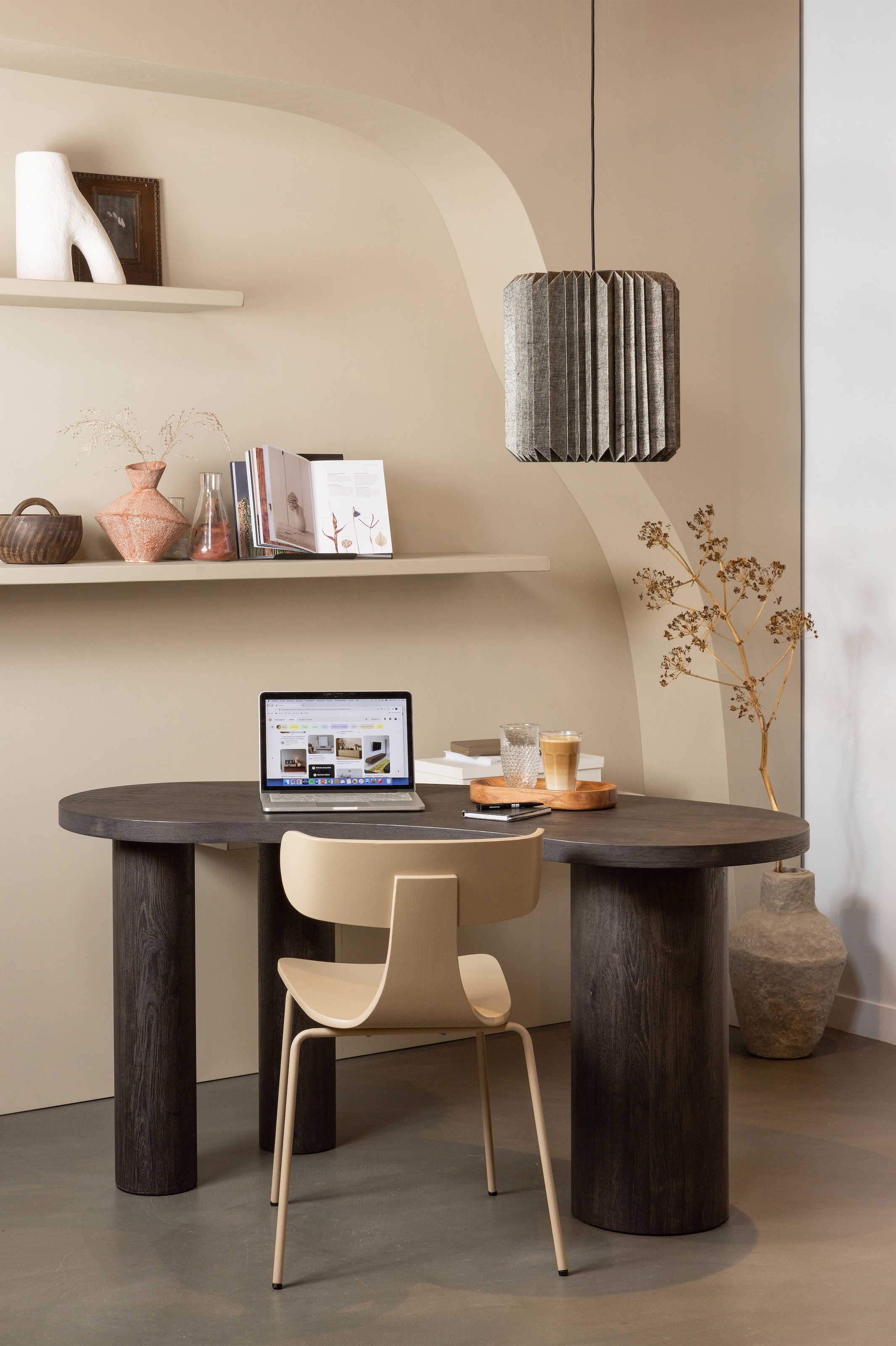 WOOOD Schreibtisch »Maan aus MDF mit 3D-Papierbelag, organische Form 150x70x75 cm« Tragkraft 100 kg, einfach zu montieren, sichtbare Maserung