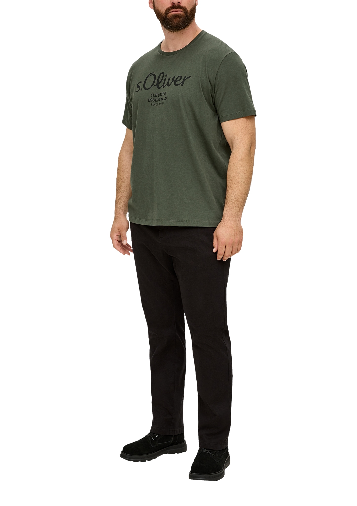 s.Oliver Men Big Sizes Kurzarmshirt mit Logo-Print/Große Größen