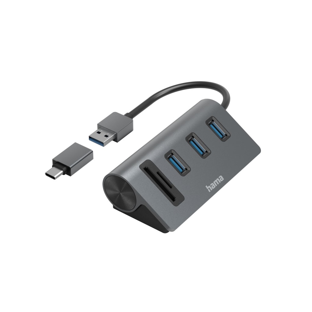 Hama USB-Adapter »USB Hub Kartenleser, 5 Ports, 3x USB A, SD, microSD, USB C Adapter«
