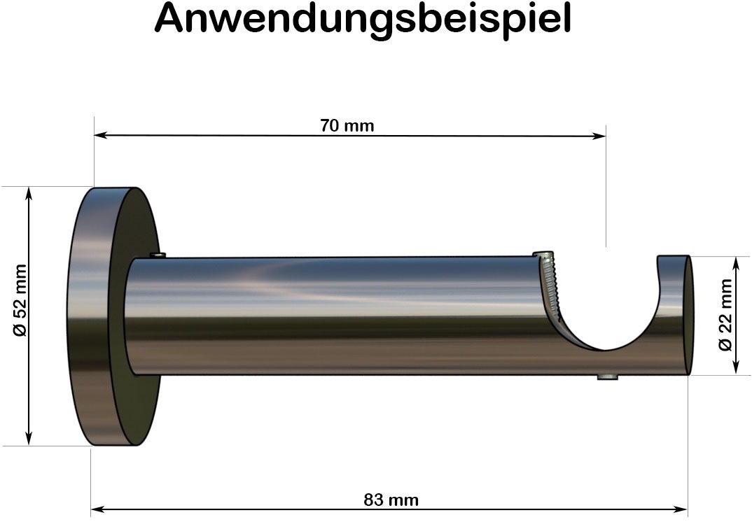 indeko Kombiträger Ø 20 mm für Vorhangstangen und Innenlaufsysteme