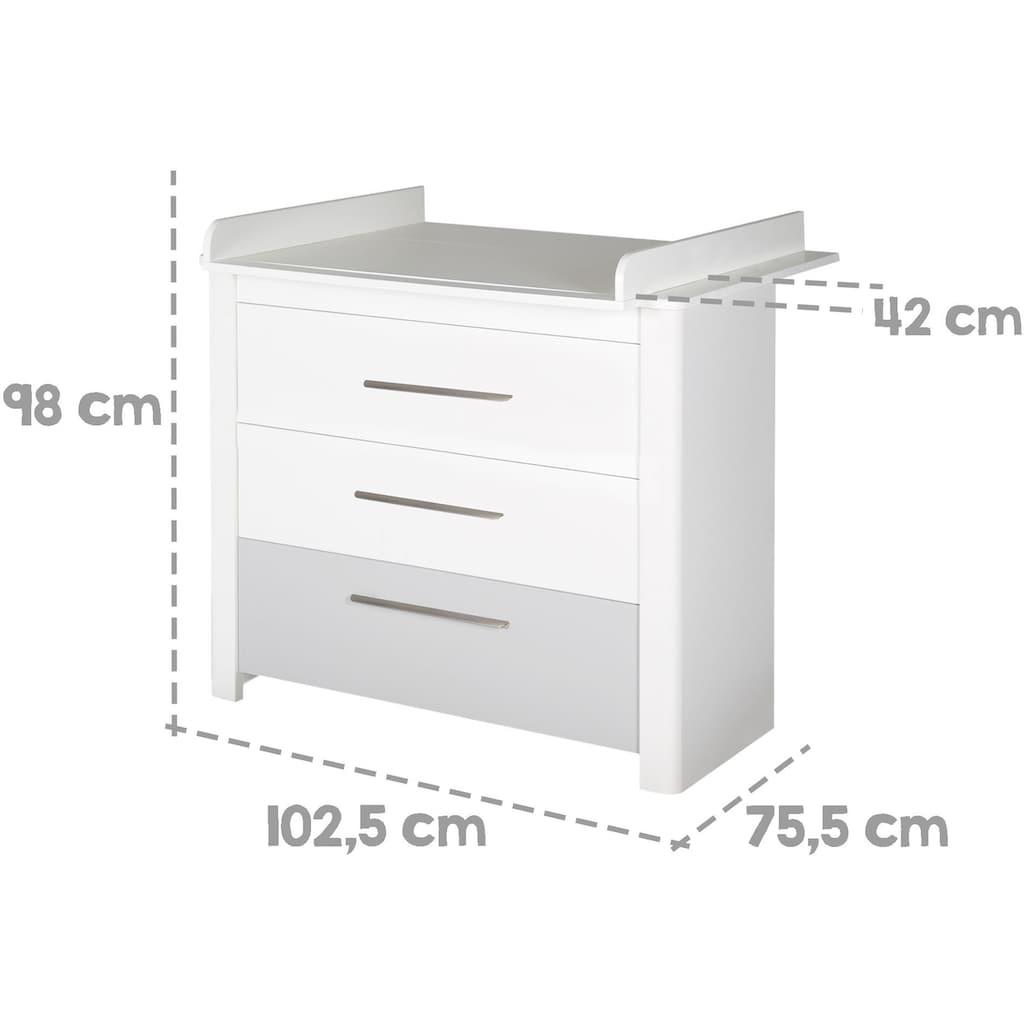 roba® Babyzimmer-Komplettset »Linus«, (Set, 3 St., Kinderbett, Wickelkommode, Kleiderschrank)