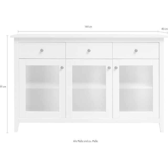 Wohnglücklich by Infantil Sideboard »Solvita«, Schrank mit Glastüren  Kommode Kiefer massiv Breite 144 cm Landhaus bestellen | UNIVERSAL
