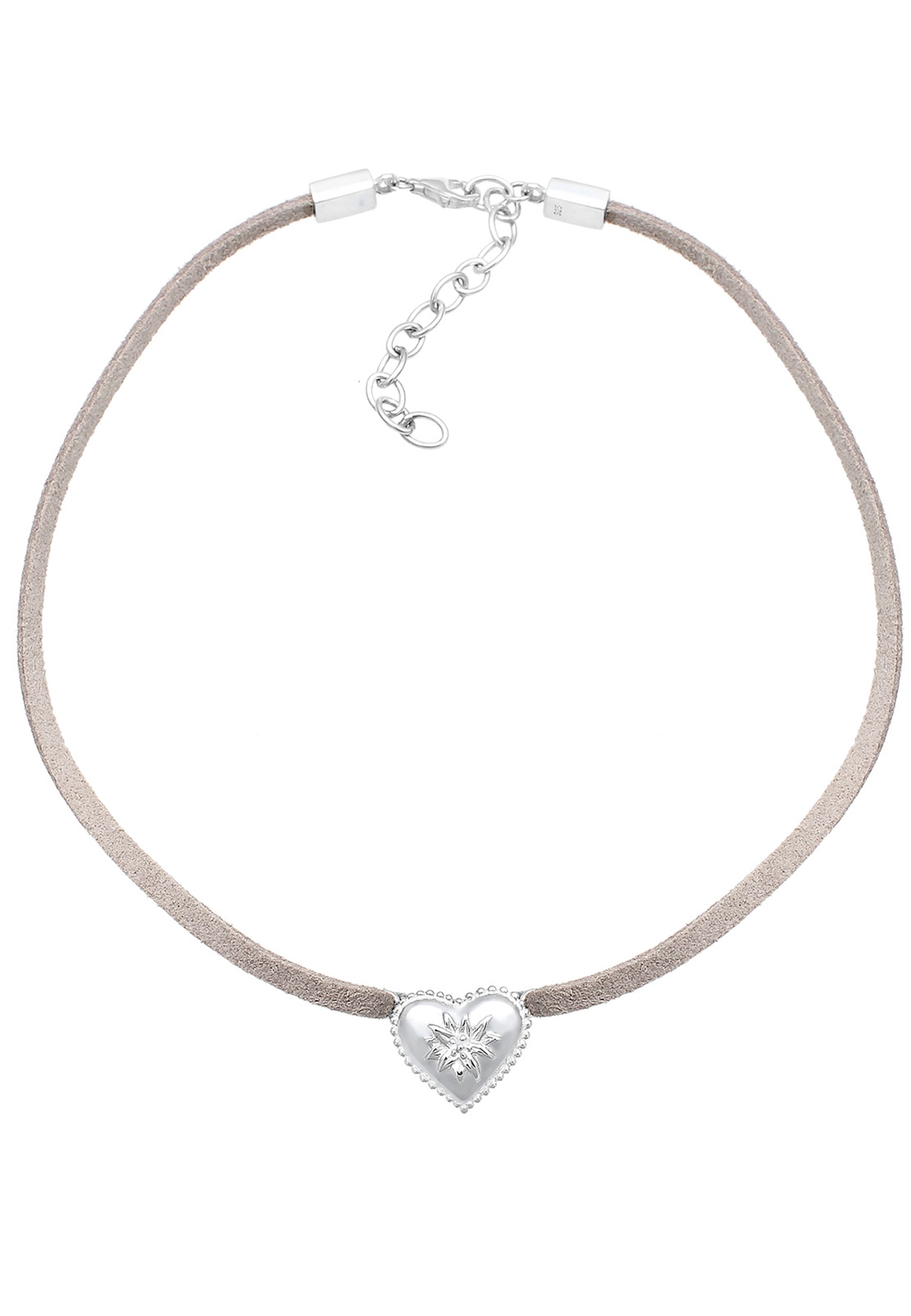Elli Choker »Halskette Choker Leder Herz Edelweiss Tracht 925 Sterling Silber«