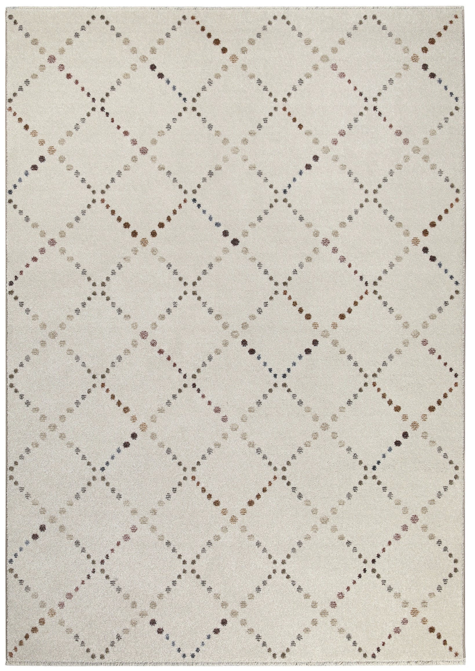 OTTO home Teppich »Thoren«, rechteckig, 12 mm Höhe, weicher Kurzflor, Rautenmuster mit Fransen, Wohnzimmer, Schlafzimmer