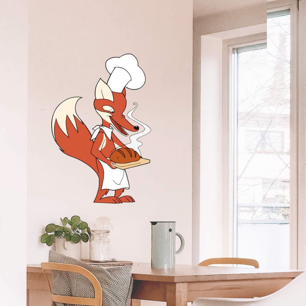 Wall-Art Wandtattoo »Waldtiere Wandsticker Fuchs backt«, (1 St.)