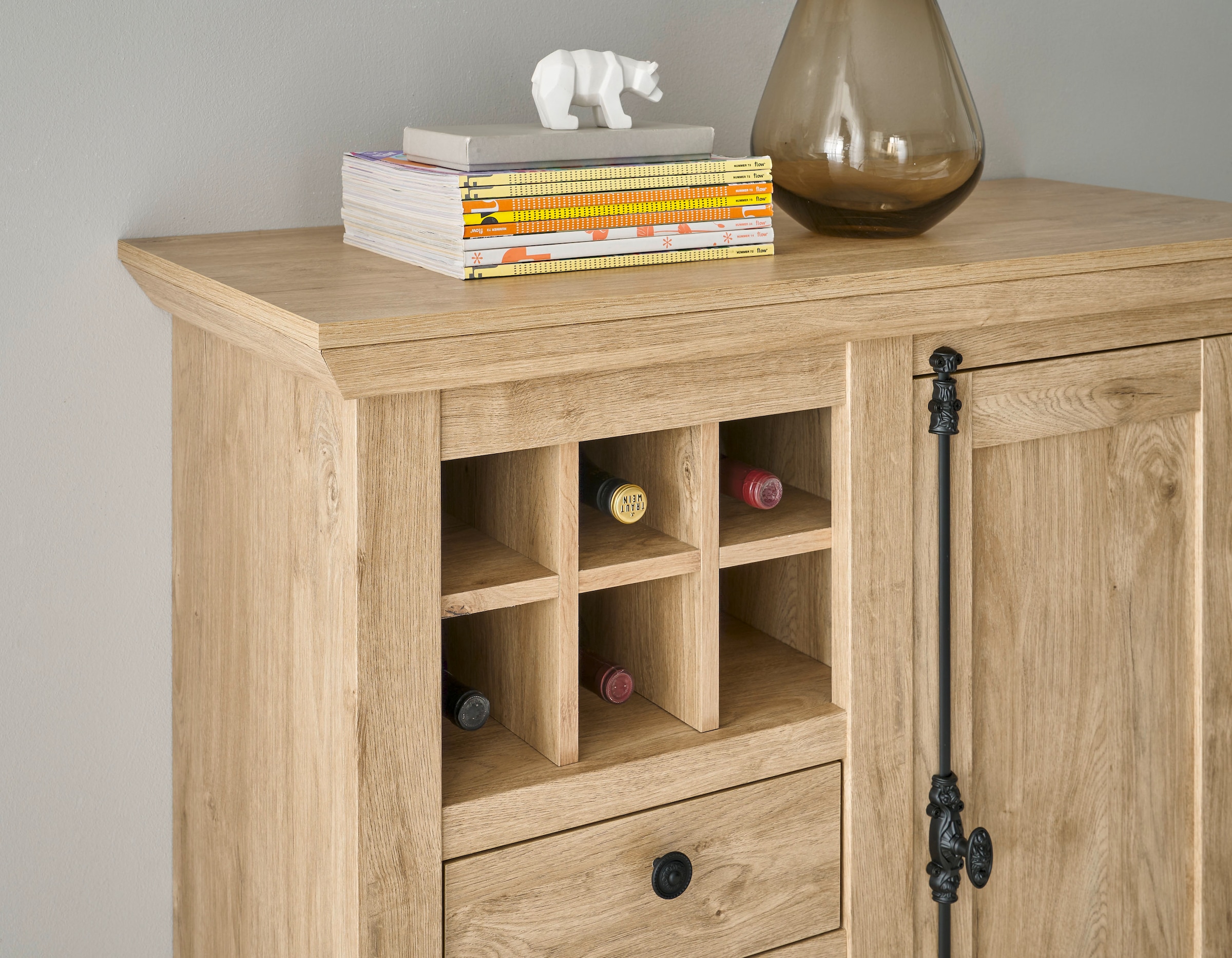 Home affaire Wohnwand »Cornwall, Anbauwand im Landhausstil, Wohnzimmer-Set, Eiche Dekor« Set, 4 Stk. tlg.