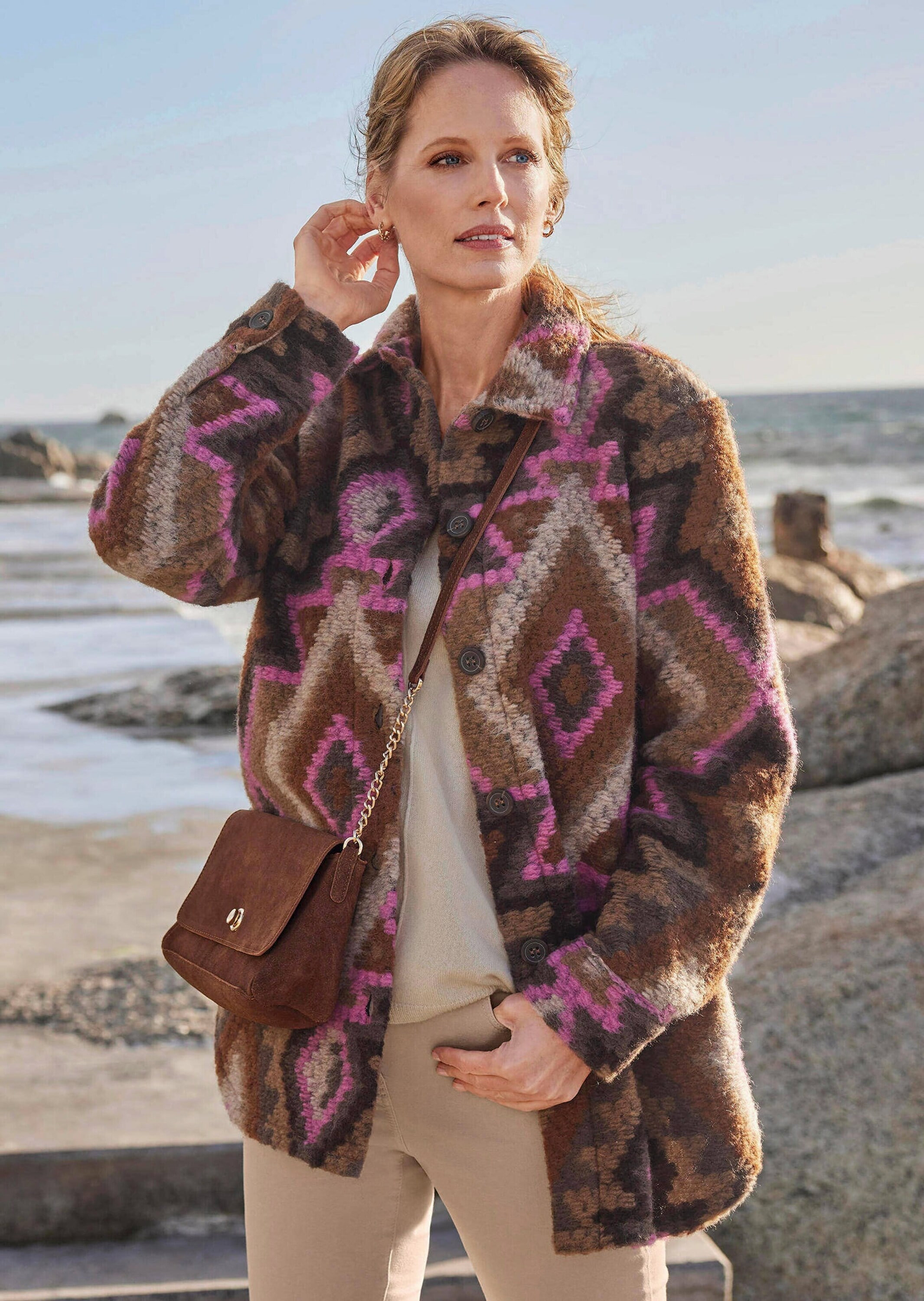 GOLDNER Wolljacke »Kurzgröße Hemdjacke« Manschetten