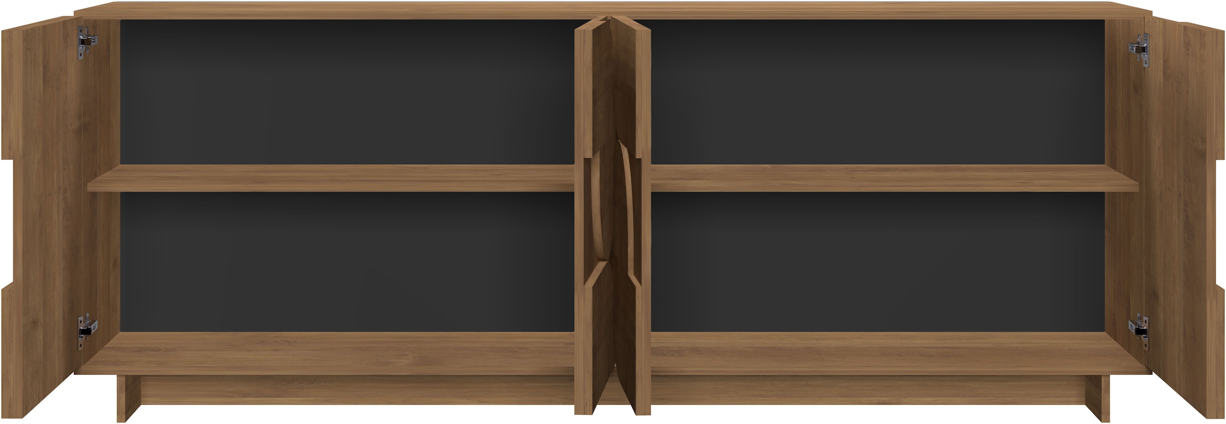 Home affaire Sideboard »Zen, 205 cm breit, 4 Türen, Anrichte, Kommode, Stauraumschrank« Push-to-open, 3D-Fronten, Mercure-Holzstruktur, viel Stauraum