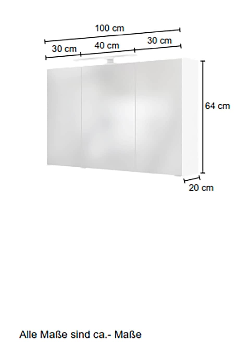 HELD MÖBEL Spiegelschrank »Matera«, Breite 100 cm, mit 6 verstellbaren  Glasböden online kaufen | mit 3 Jahren XXL Garantie