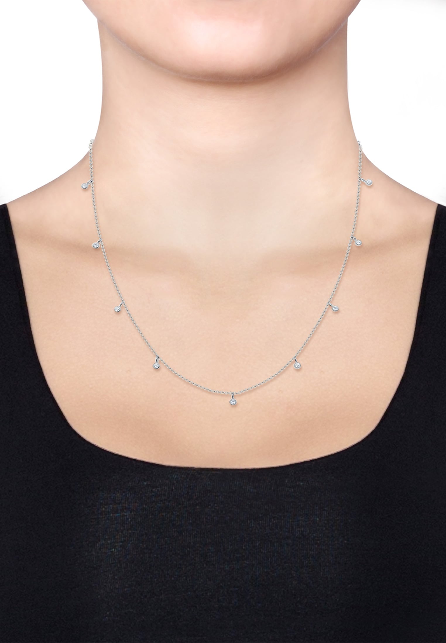 Elli Silberkette »Halskette Glas Kristalle Weiß 925 Sterling Silber«