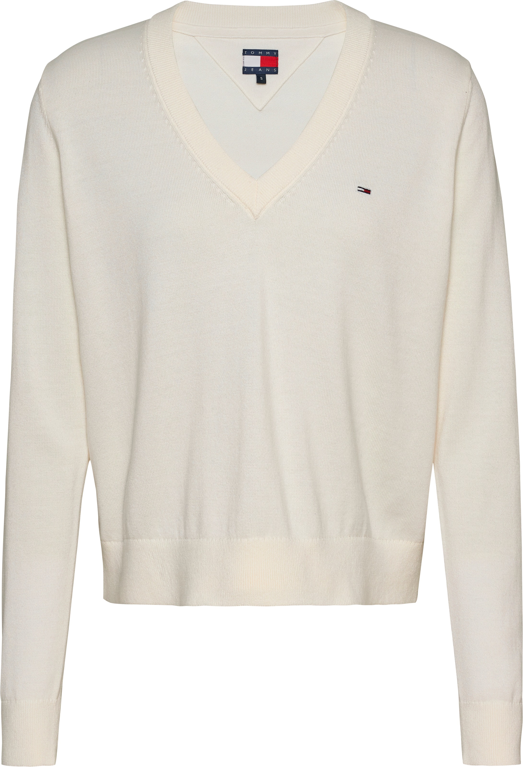 Tommy Jeans V-Ausschnitt-Pullover »TJW ESSENTIAL VNECK SWEATER EXT«, mit Logostickerei