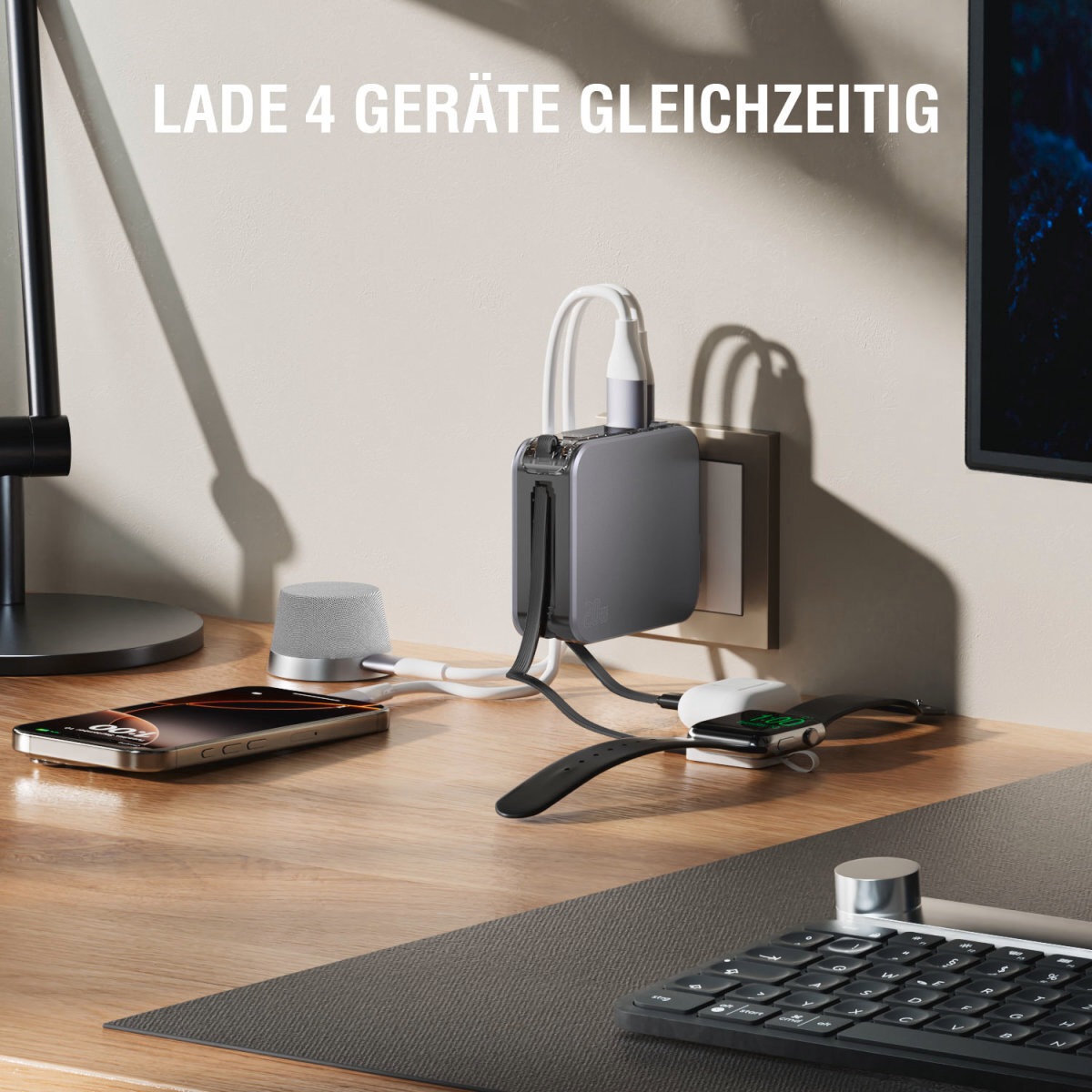 4smarts Powerbank »3in1 Hybrid Charger Lucid, Powerbank integrierten Kabeln«, 4smarts 3in1 Hybrid Charger Lucid, Powerbank inkl. Kabeln