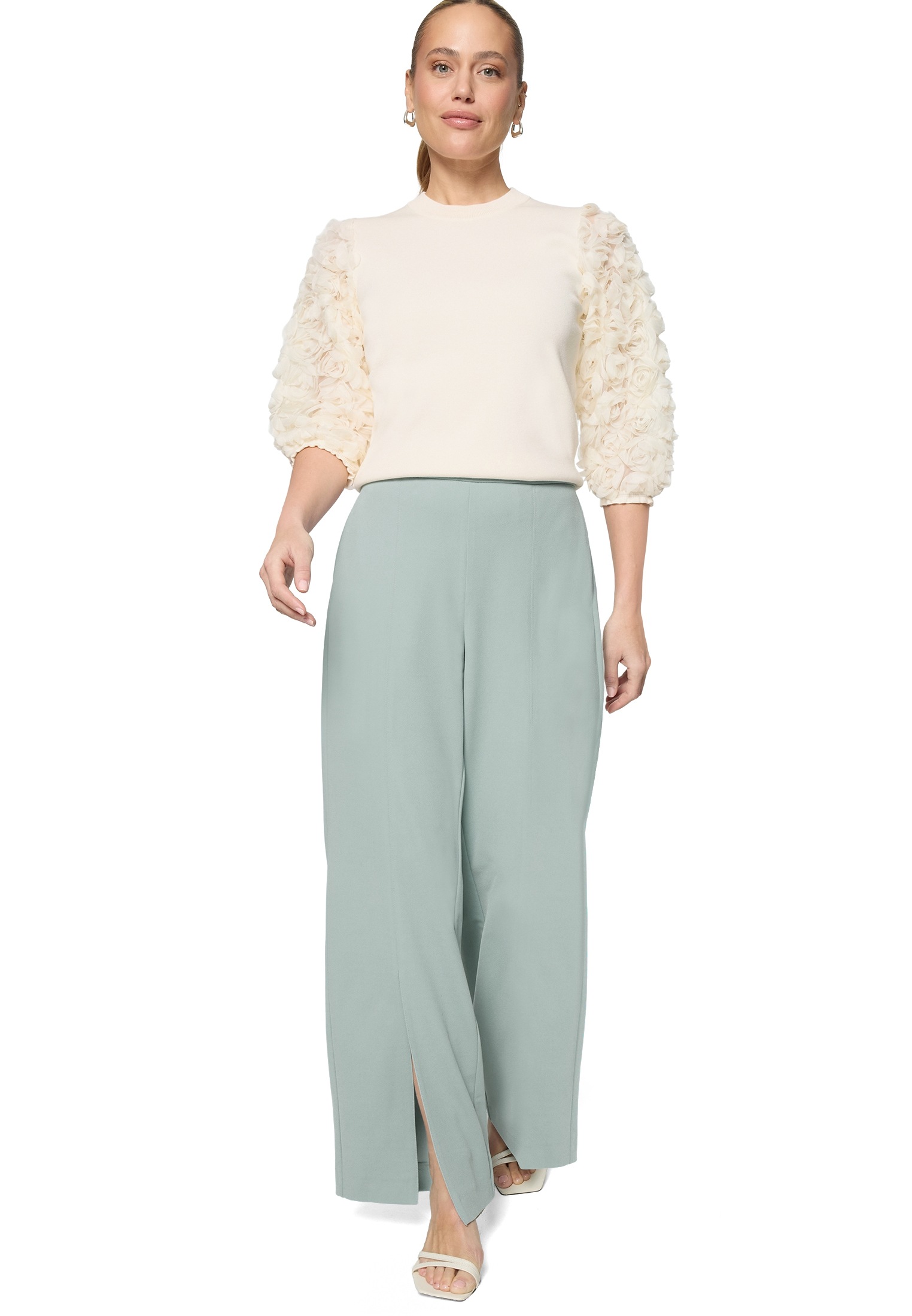 Zero Rundhalspullover »Feinstrickpullover mit 3D Blüten«