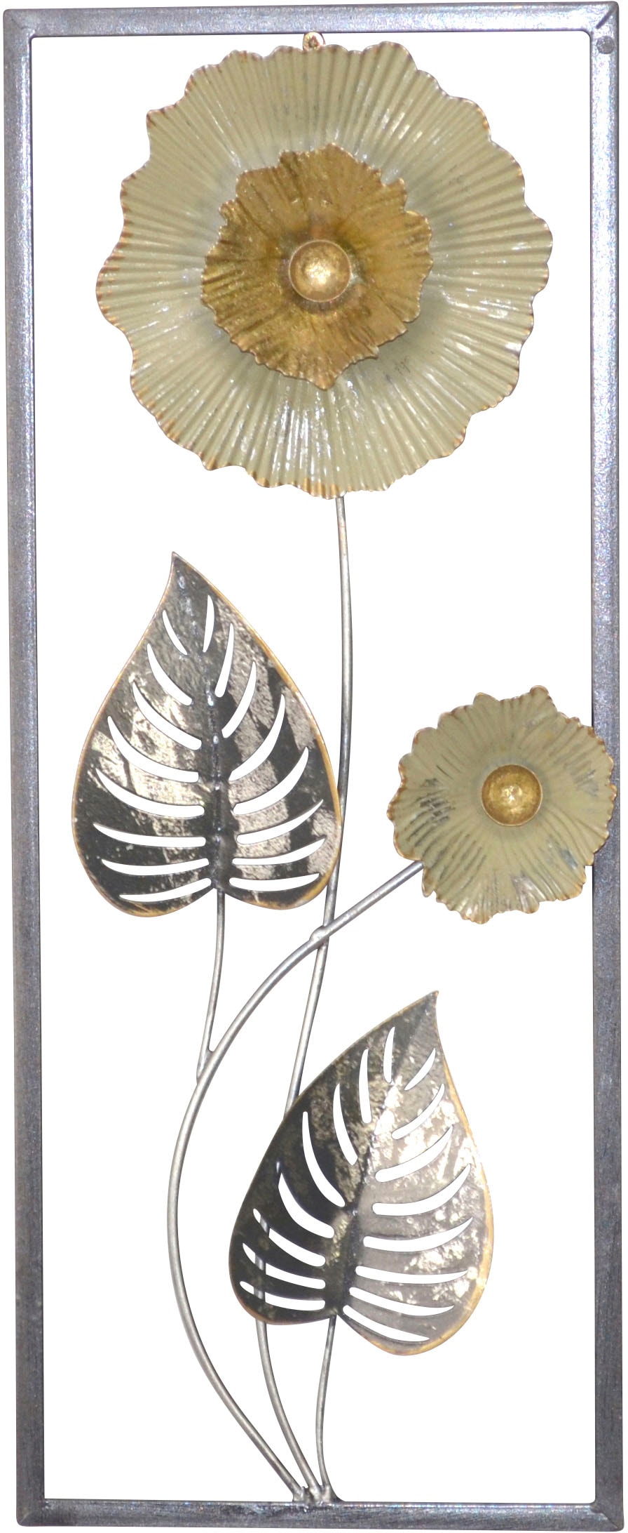 GILDE Wanddekoobjekt »Wandrelief bestellen dekorativ Blumen, braun/champagnerfarben«, Fleurs, & Wohnzimmer Raten aus im Metall, Esszimmer Wanddeko, auf