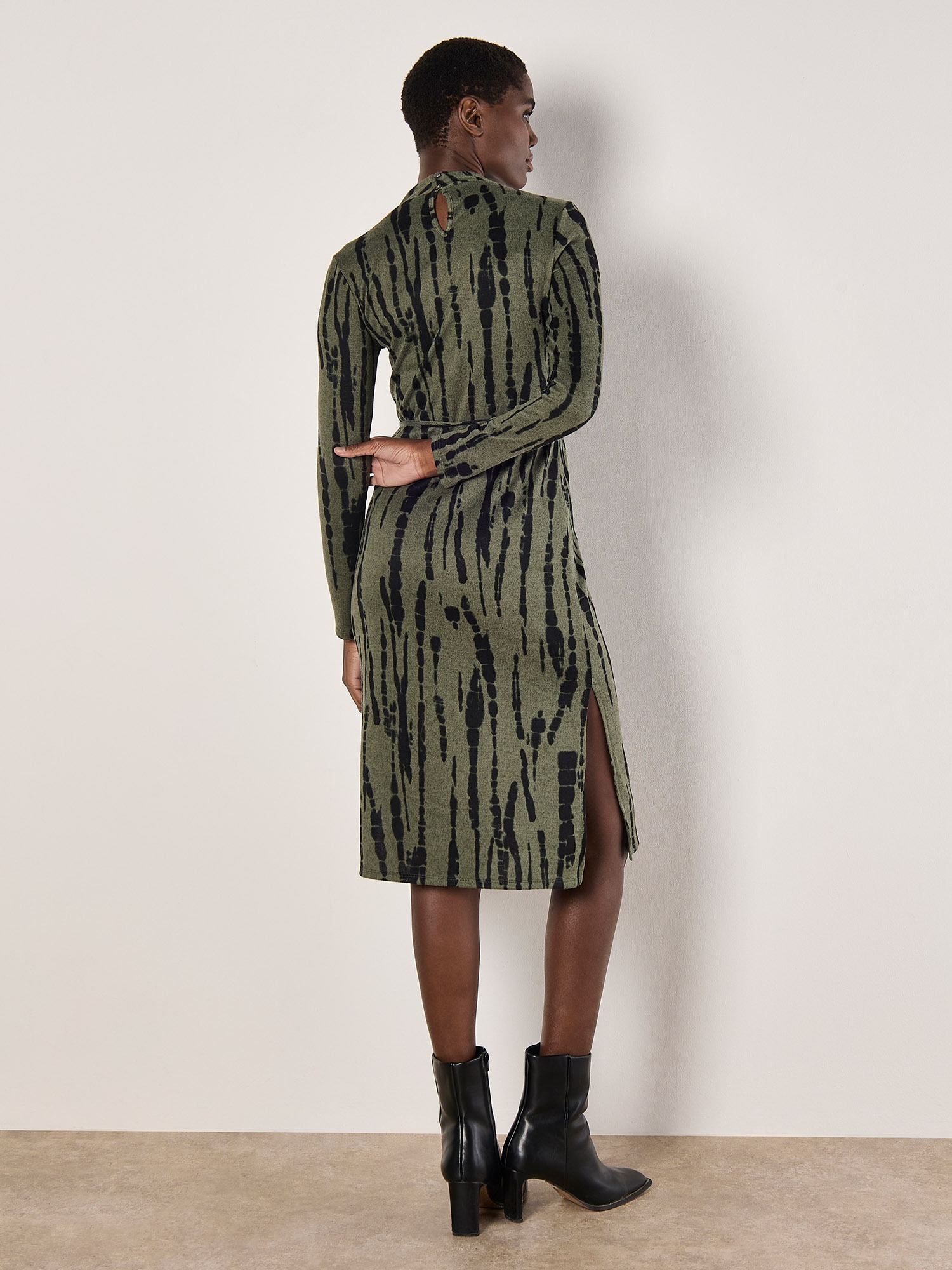 Apricot Druckkleid »Streifenkleid« mit Bindeband, 2 tlg. mit Stehkragen
