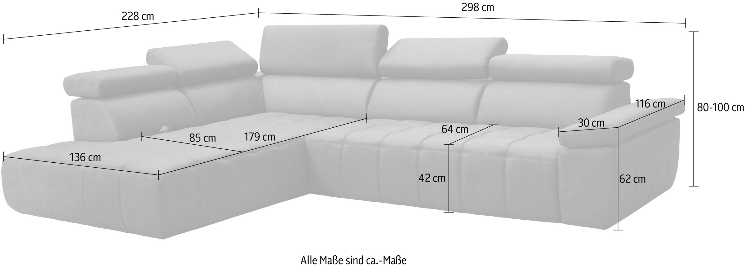 alina Ecksofa »Mava«, Inklusive Rückenlehnenverstellung, in unterschiedlichen Breiten