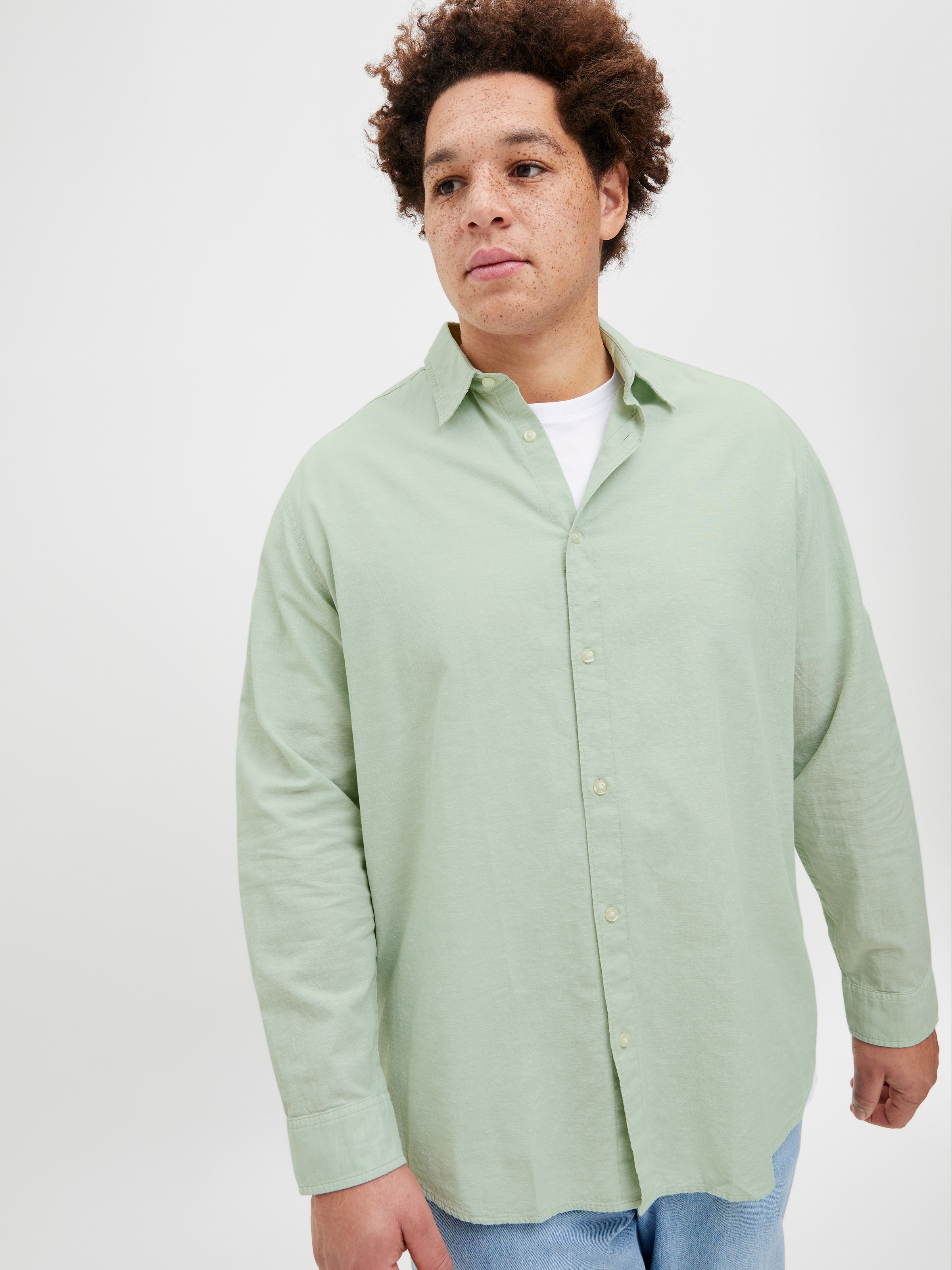 Jack & Jones PlusSize Langarmhemd »JJEBREEZE SHIRT LS SN PLS«, mit Hemdkragen