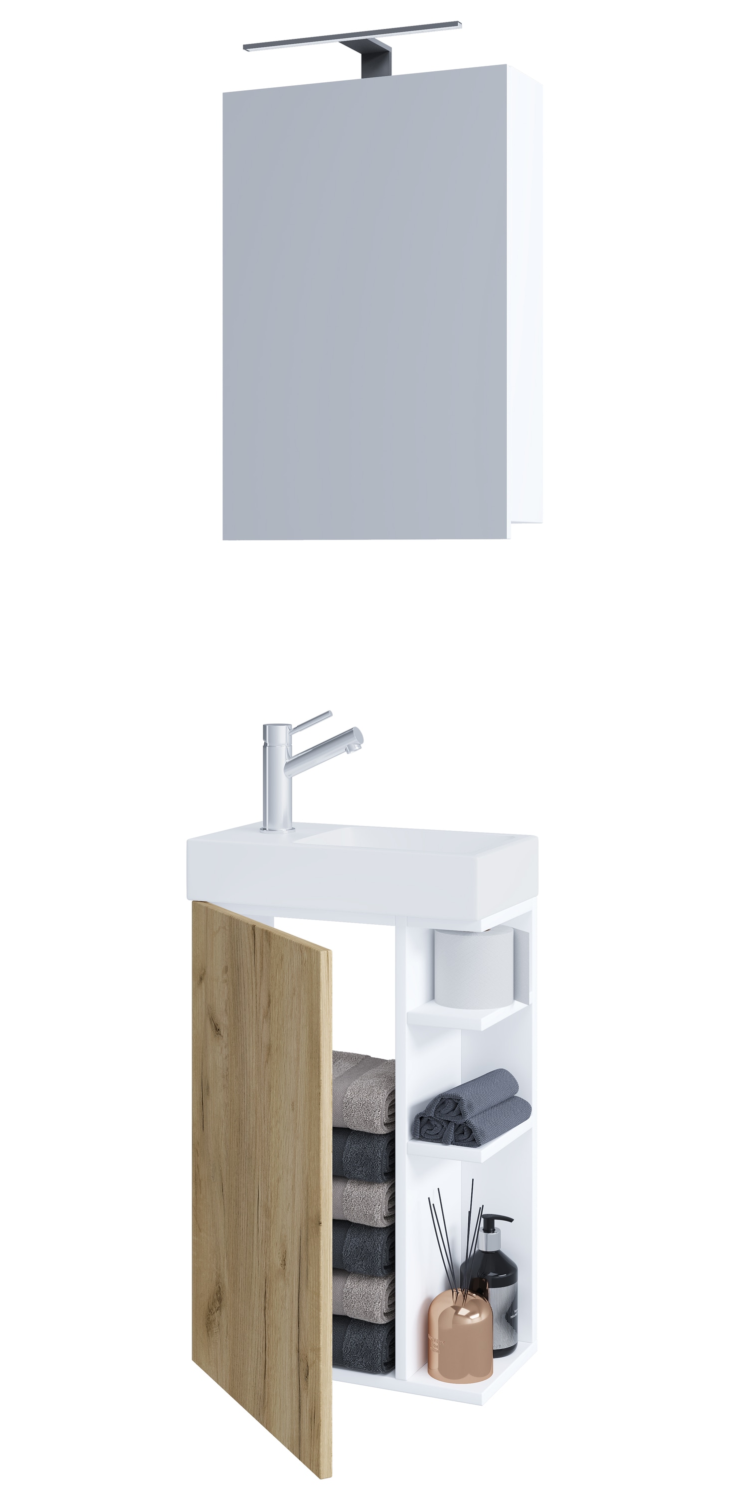 VCM Waschtisch »2-tlg Gäste WC Bad Waschtisch Lumia Spiegelschrank« 3 Stk. tlg.