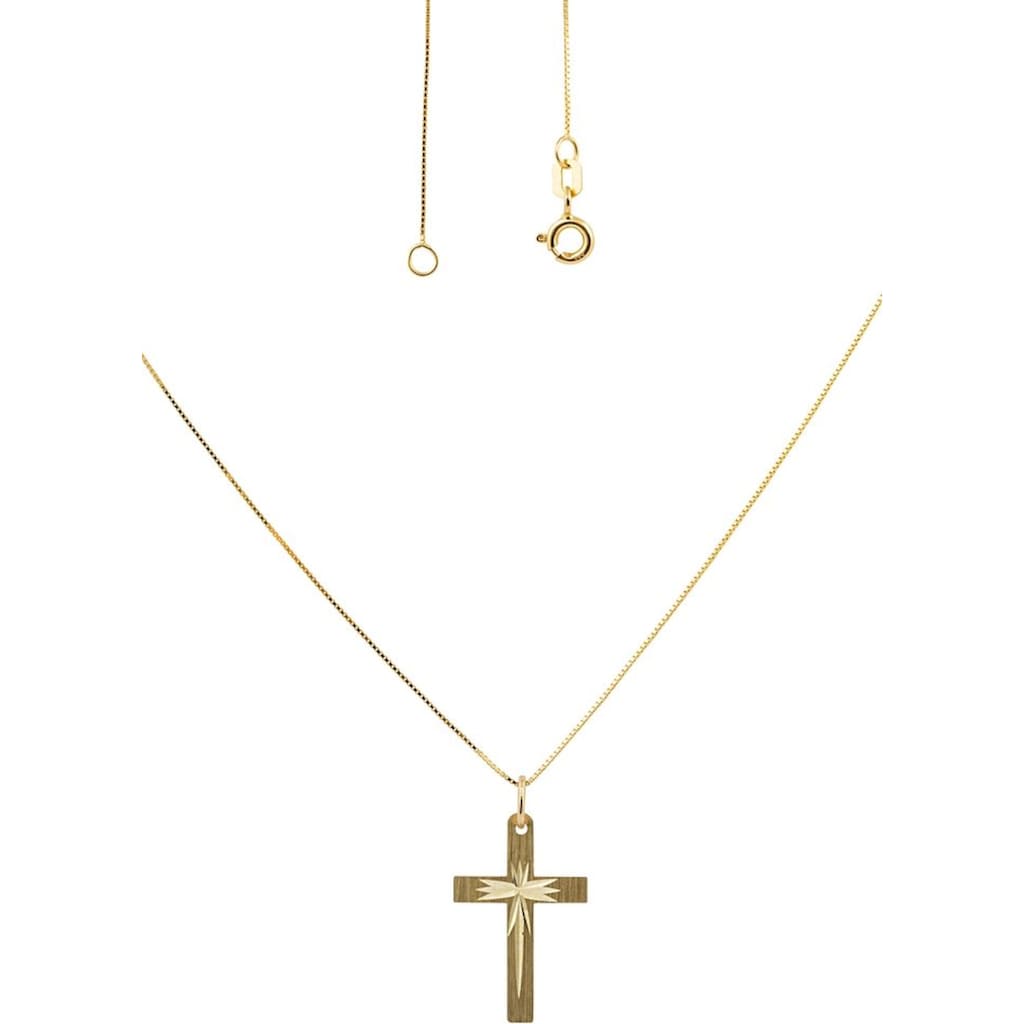 Firetti Kette mit Anhänger »Kreuz, glanz/matt, diamantiert«