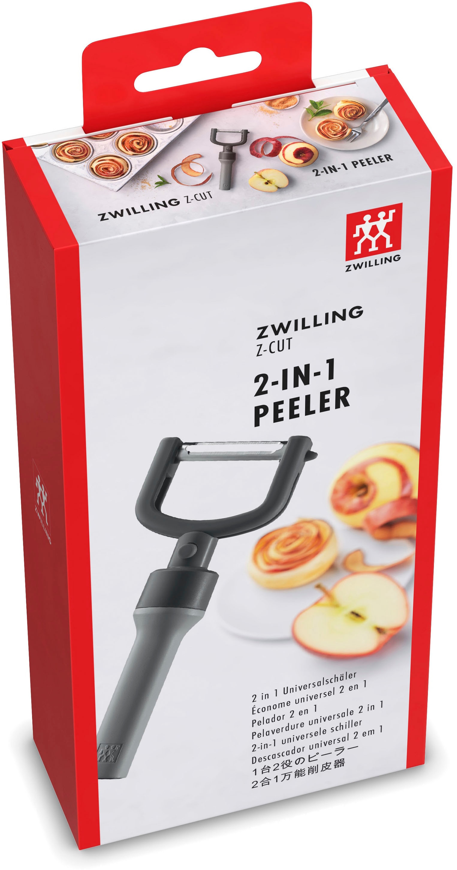 Zwilling Sparschäler »Z-Cut«, (2-in-1-Sparschäler, Schutzhülle), 2-in-1, Lang- und Querschäler in einem, für Links- und Rechtshänder