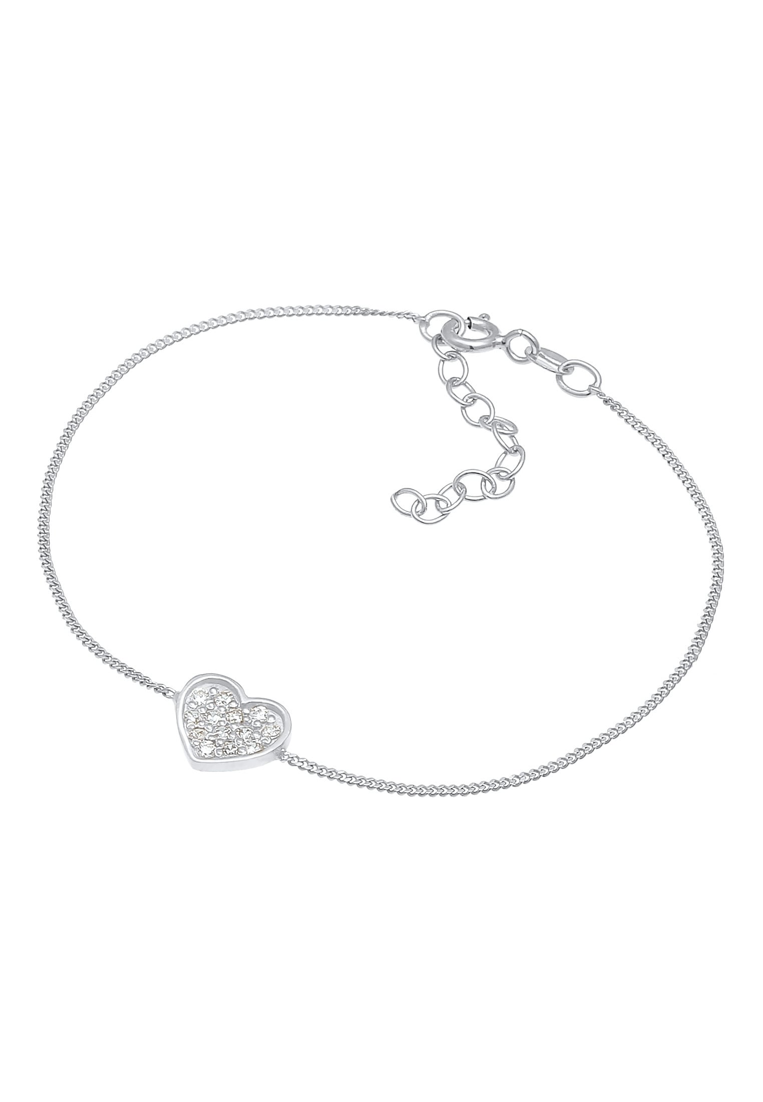 Elli Armkette »Armband Herz Zirkonia Romantik 925 Silber«