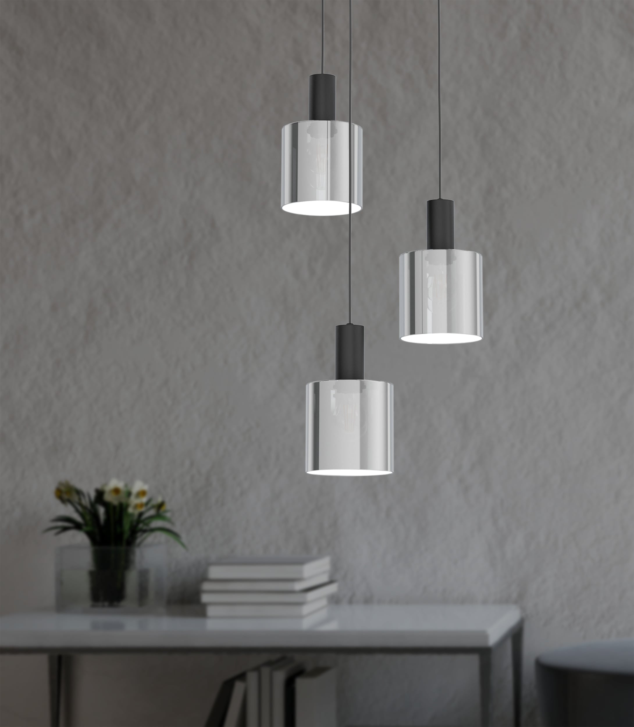 EGLO Hängeleuchte »GOROSIBA Pendellampe - Stahl - E27 - 3X40W - IP20« E27 1 Stk. Hängelampe, Deckenlampe, Wohnzimmer, Esszimmer, H130 x Ø41 cm