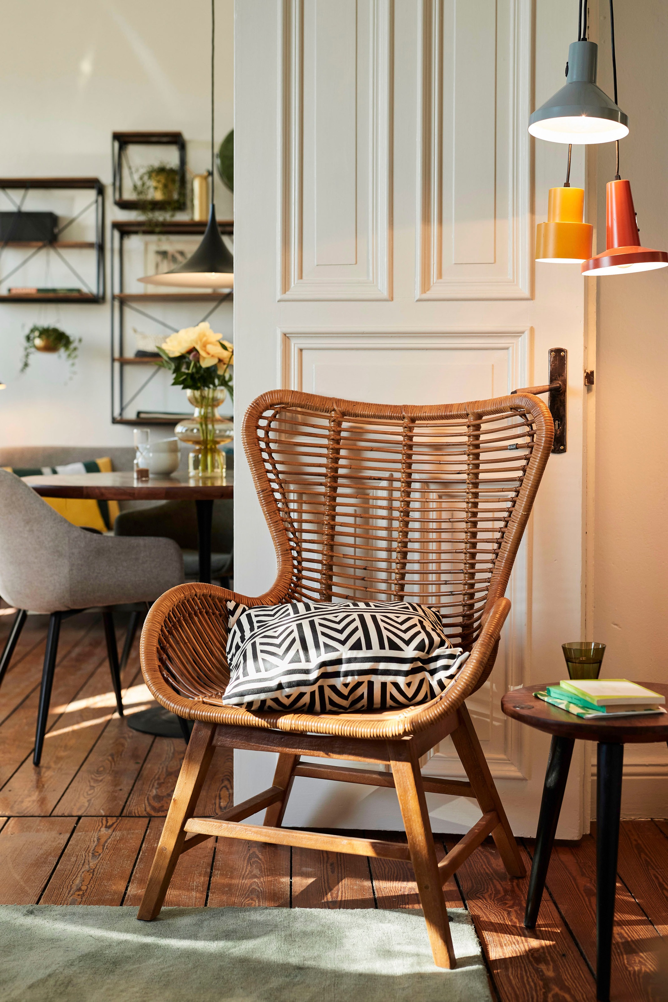 SIT Sessel "Bari Rattansessel mit Teakholzgestell & organischer Form" Rattan trifft auf recyceltes Teakholz in natürlicher Optik