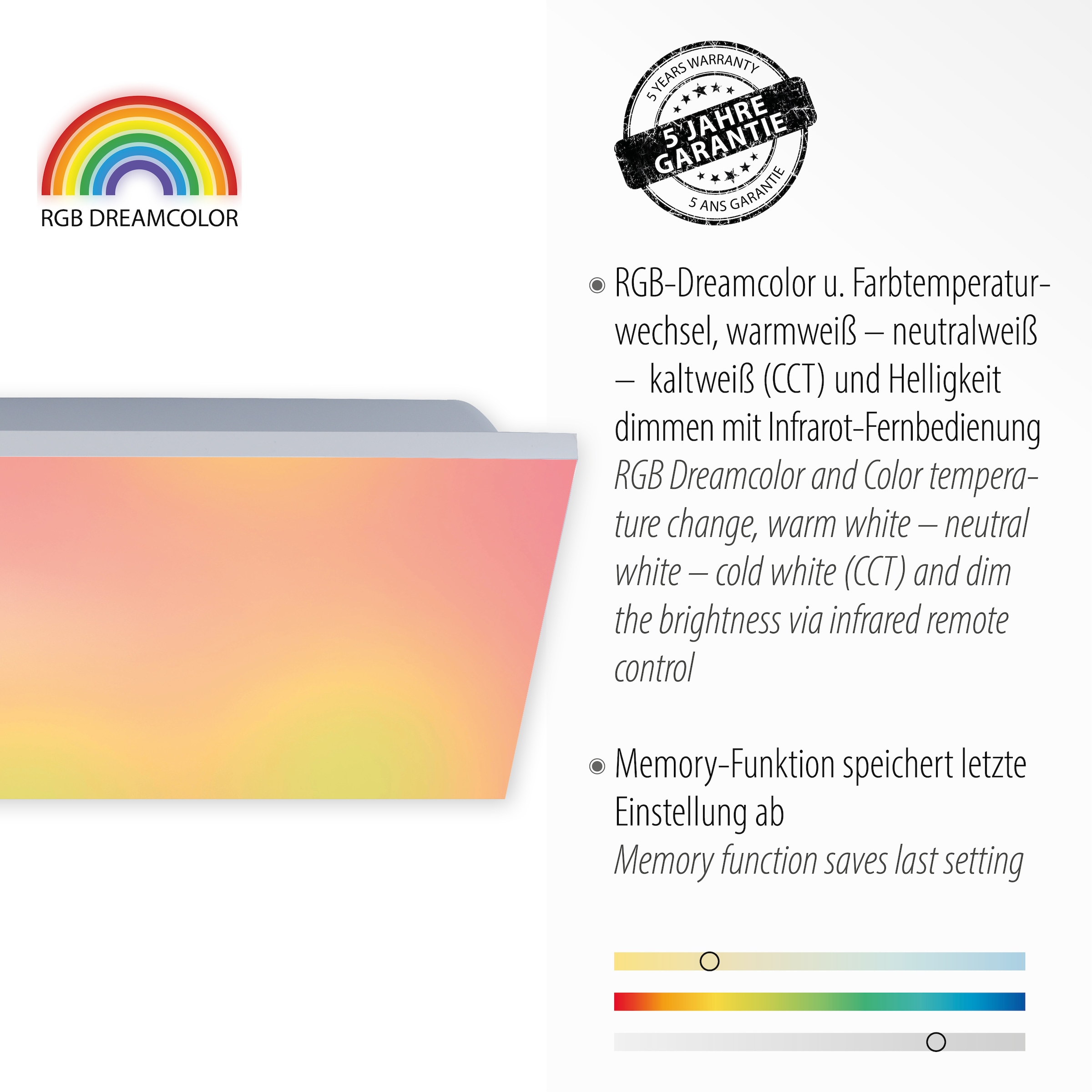 Deckenleuchte Jahren RGB+tunable online - Garantie white, flammig-flammig, kaufen inkl. Fernbedienung, über CCT »YUKON«, mit 3 1 Infrarot | XXL dimmbar, Direkt Leuchten