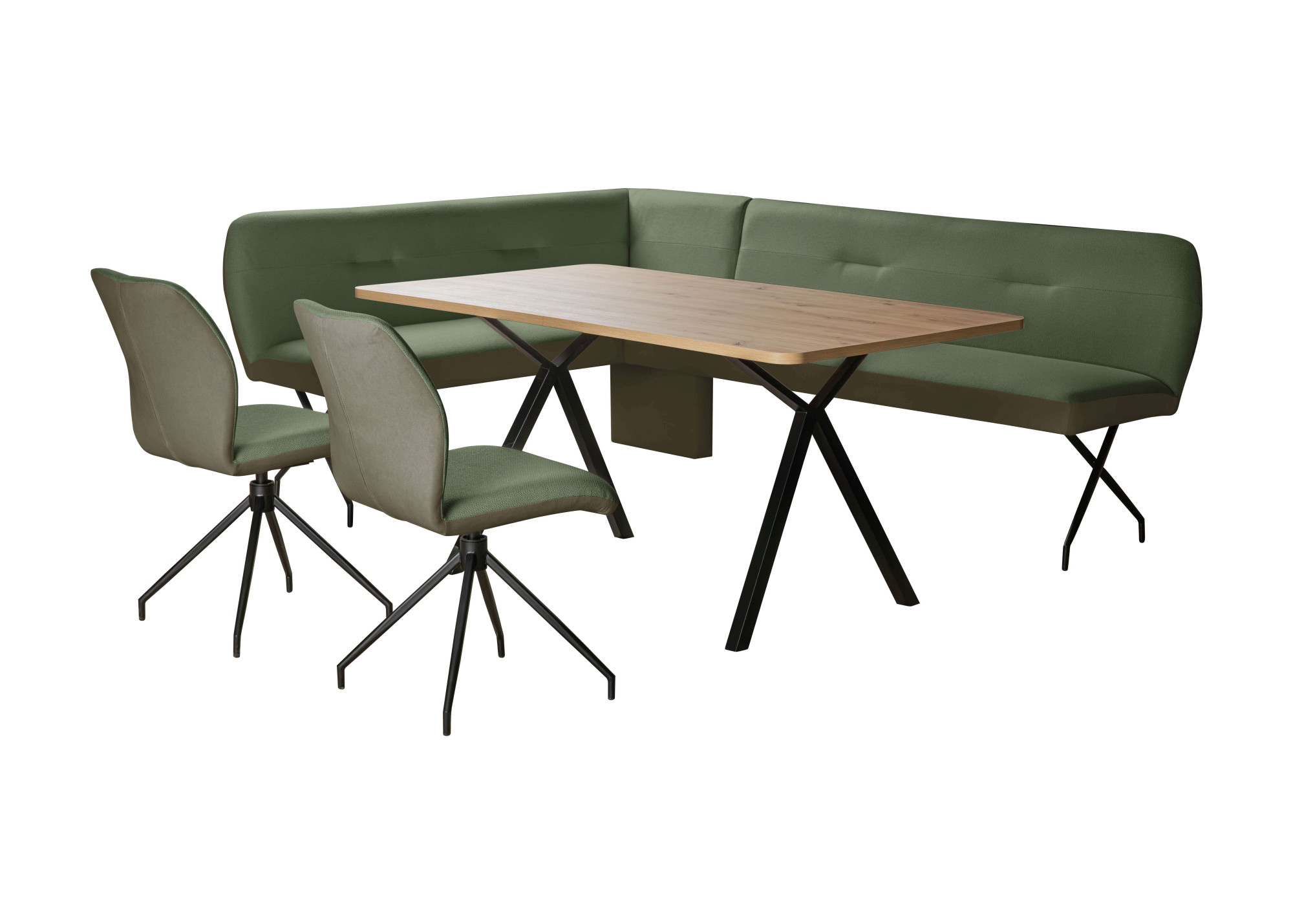 OTTO home Eckbankgruppe »Gabi Essecke, Sitzgruppe, Eckbankgruppe, Küchenbankgruppe« Set, 4tlg, 4 tlg. tlg. Stuhl: 360° drehbar (Rückst.), 2-Stoff-Design. Wellenfederung Eckbank