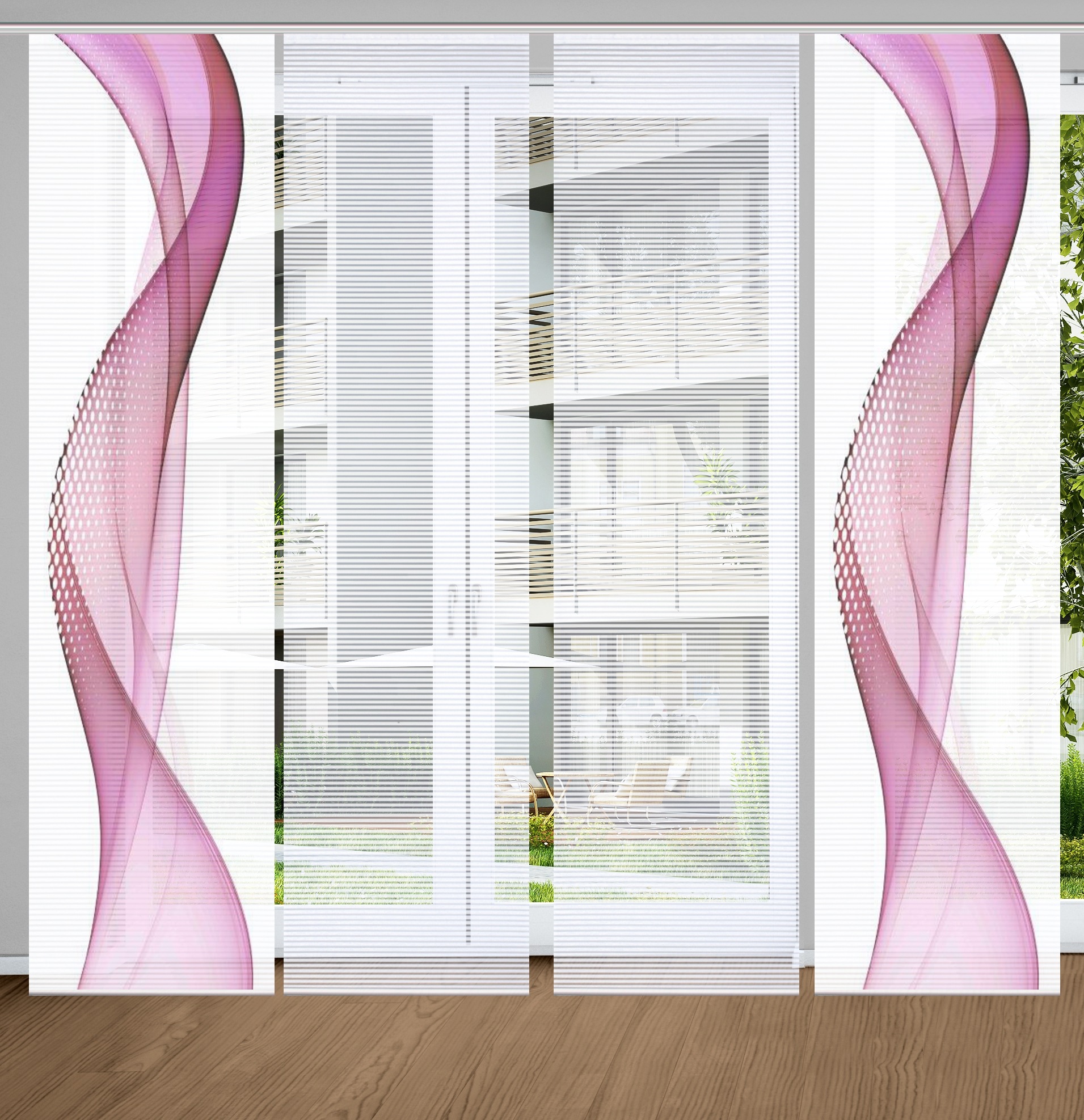 HOME in green Schiebegardine »NEVOLA« Paneelwagen 4 Stk. tlg. SET DIGITALDRUCK,BAMBUSOPTIK RECYCELT