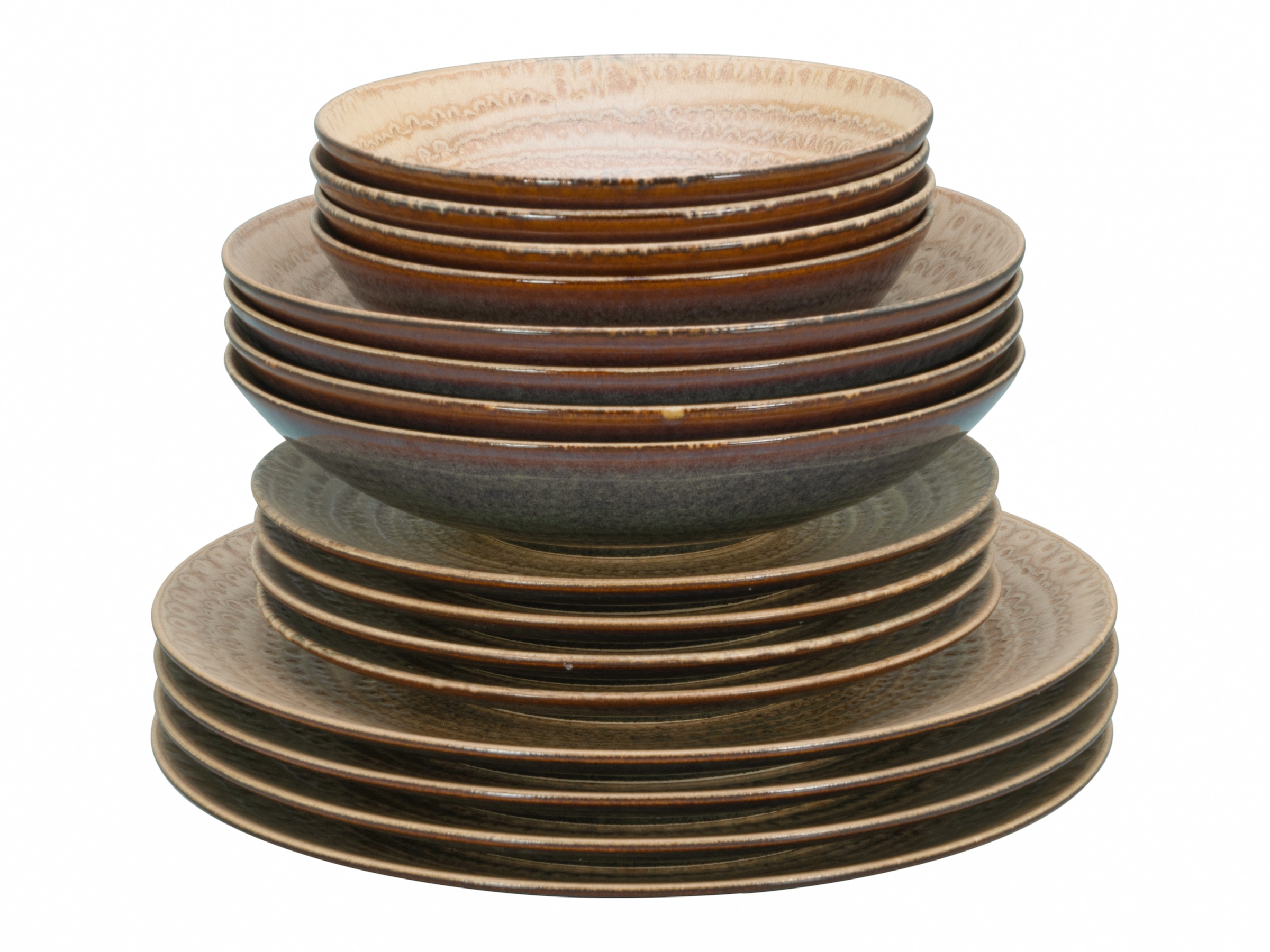 CreaTable Teller-Set »Neapel, Service 16-tlg.« Teller Set, Edles Tellerset, Vulkanoptik