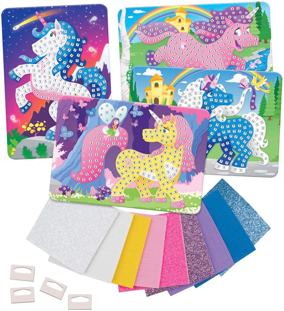 Sticky Mosaics Kreativset »Sticky Mosaics, Glitzer Einhorn«