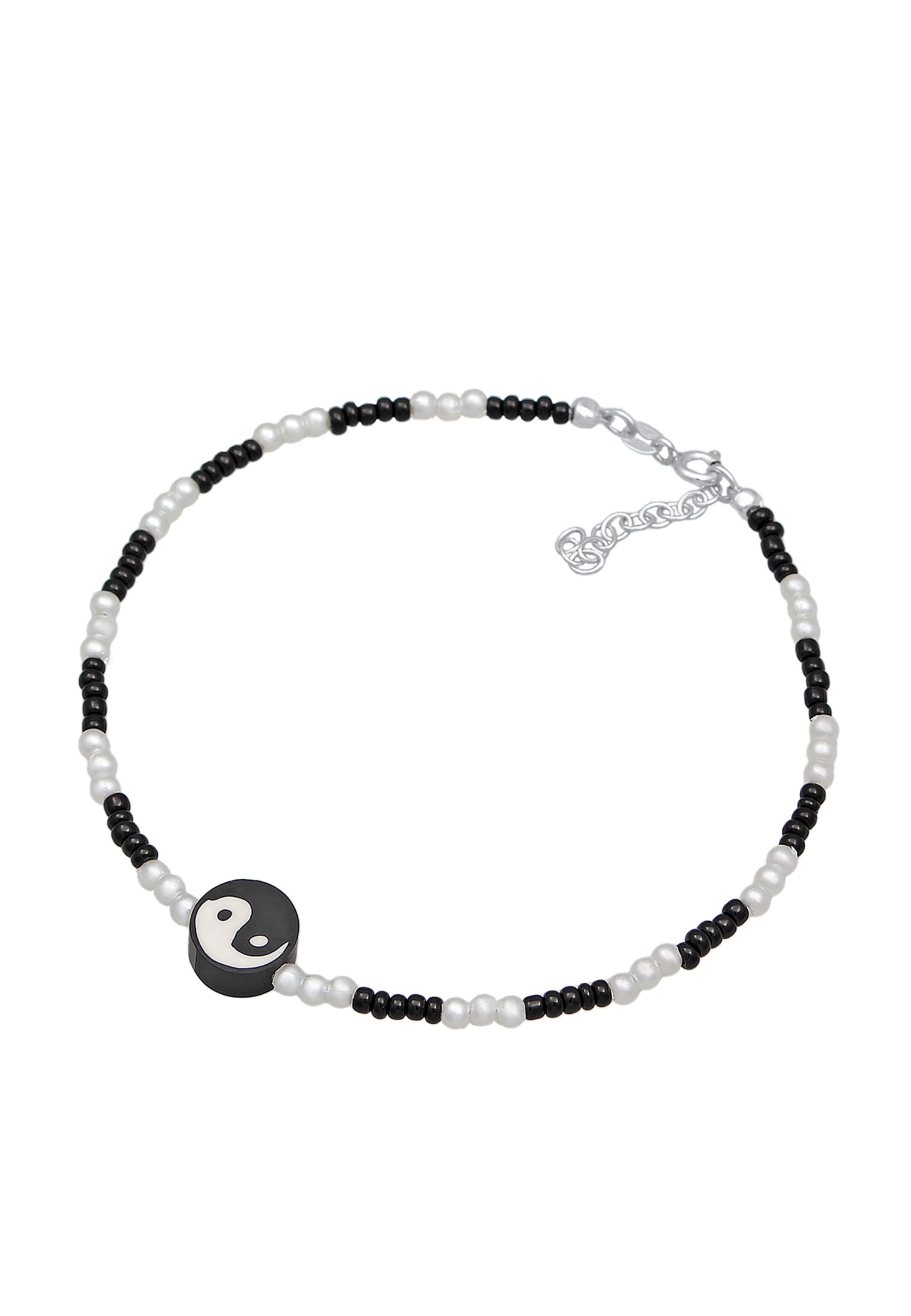 Elli Fußkette »Fußschmuck Yin Yang Glasperlen synth. Perlen 925 Silber«